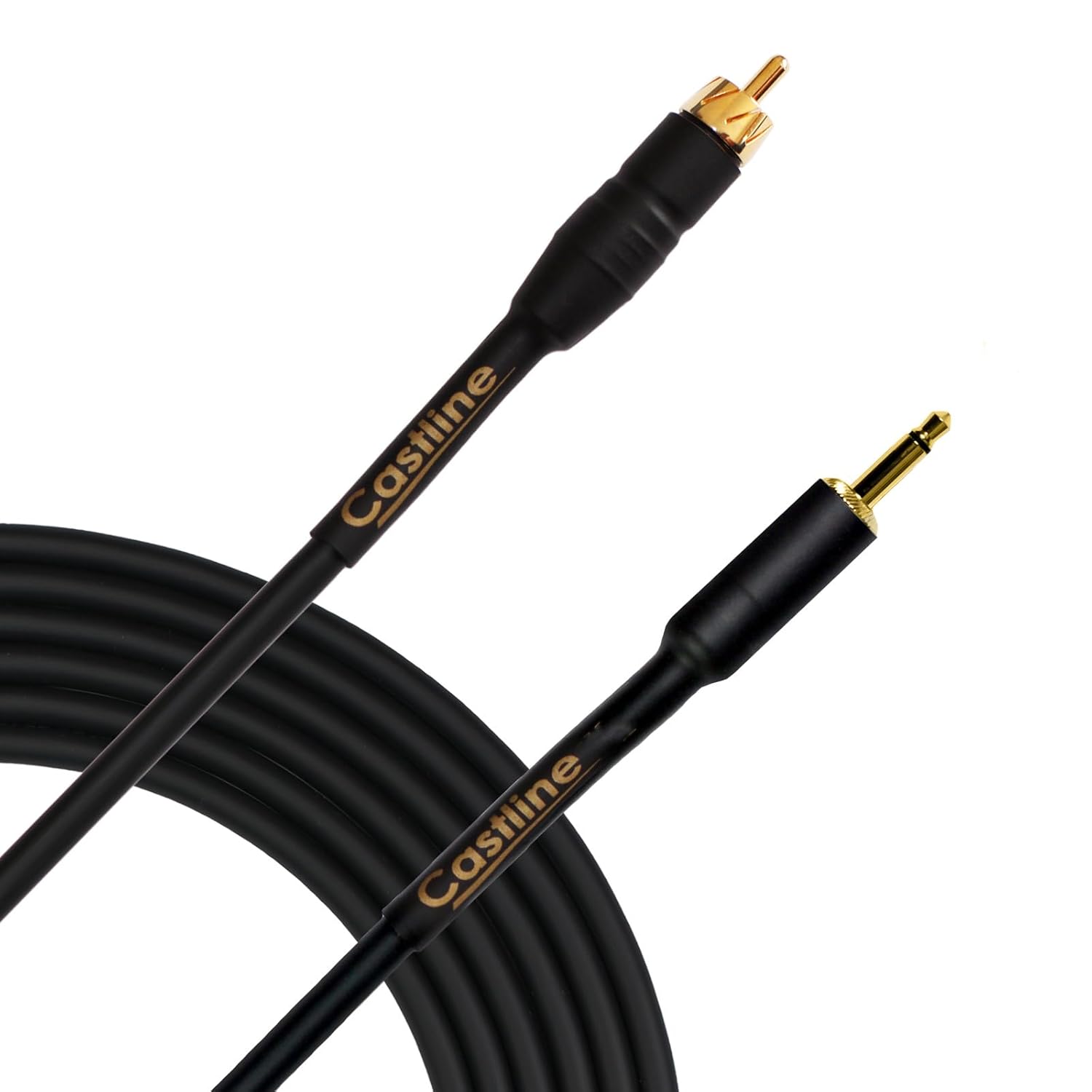 Castline Gold RCA to 3.5 mm TS Audio Patch Cable Mogami 2549 (15 Ft)