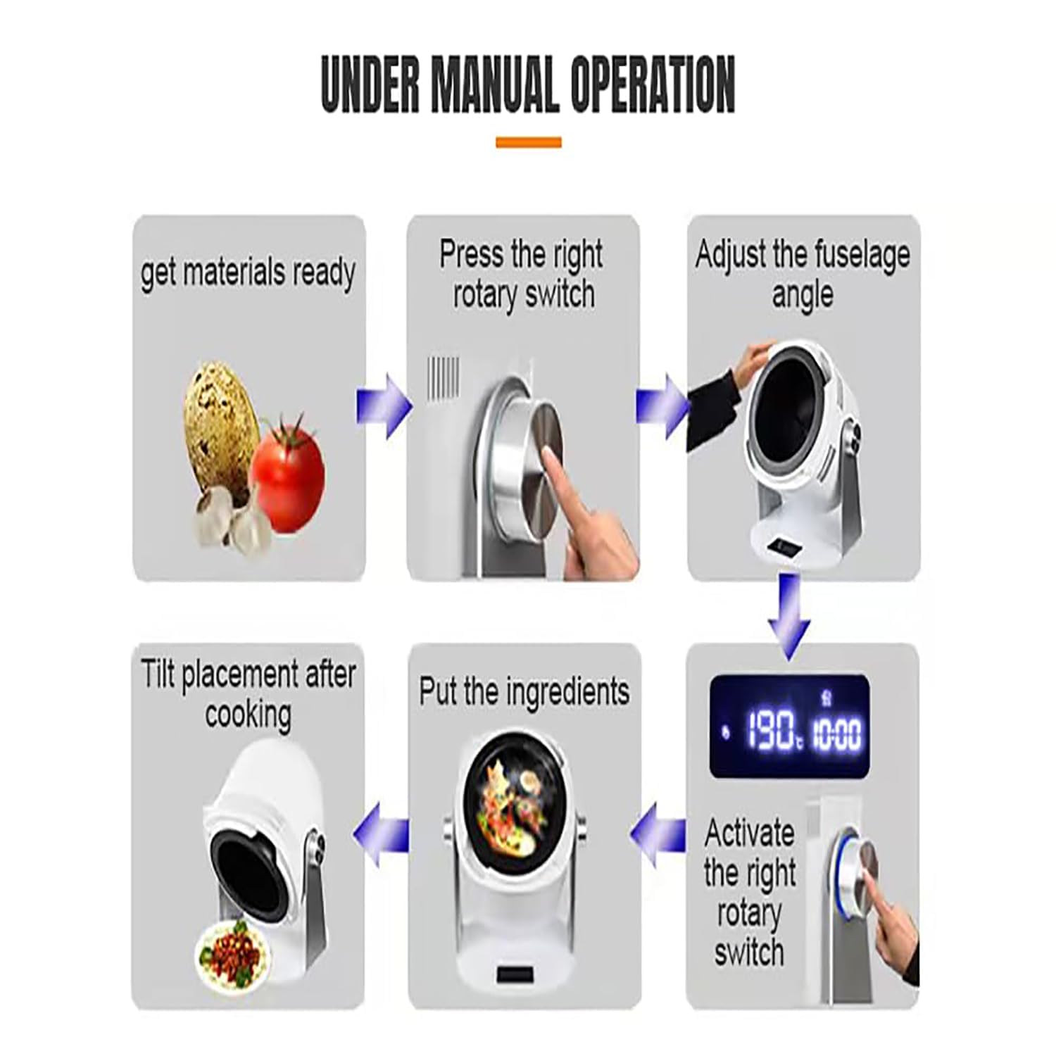 Máquina de cocción automática, tambor inteligente para freír y guisar, rotación de 360° con pantalla digital, ángulo de inclinación del cuerpo ultra ancho, aparato de cocina versátil