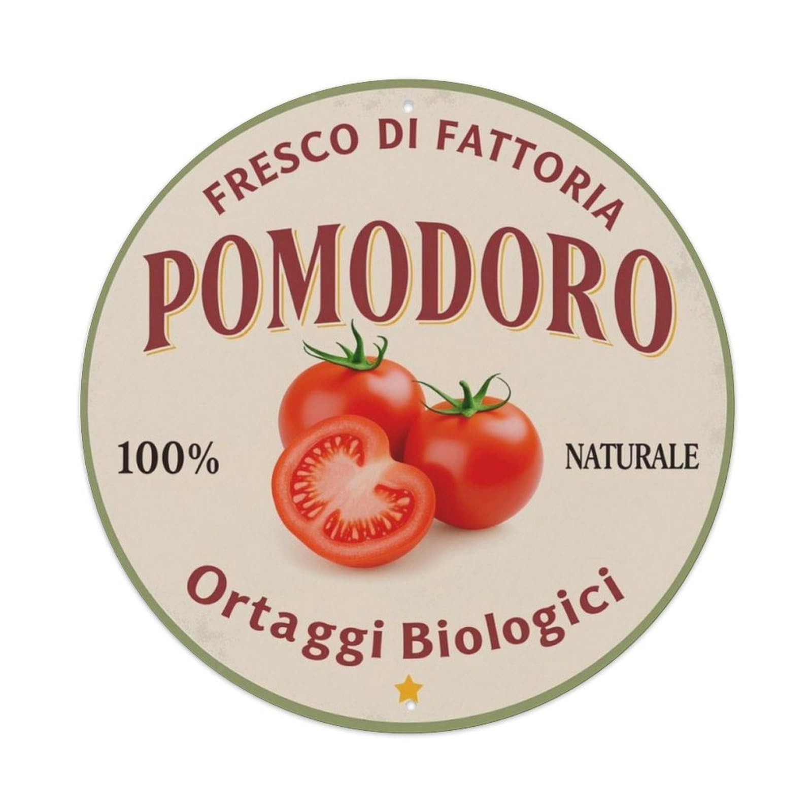 Ldfuieksufg Style Pomodoro Fresco Di Fattoria Italian Tomato Sign Vintage Aluminium Metal Sign, Retro Wall Decor For Home, Bar, Garage & Farmhouse 20X20cm