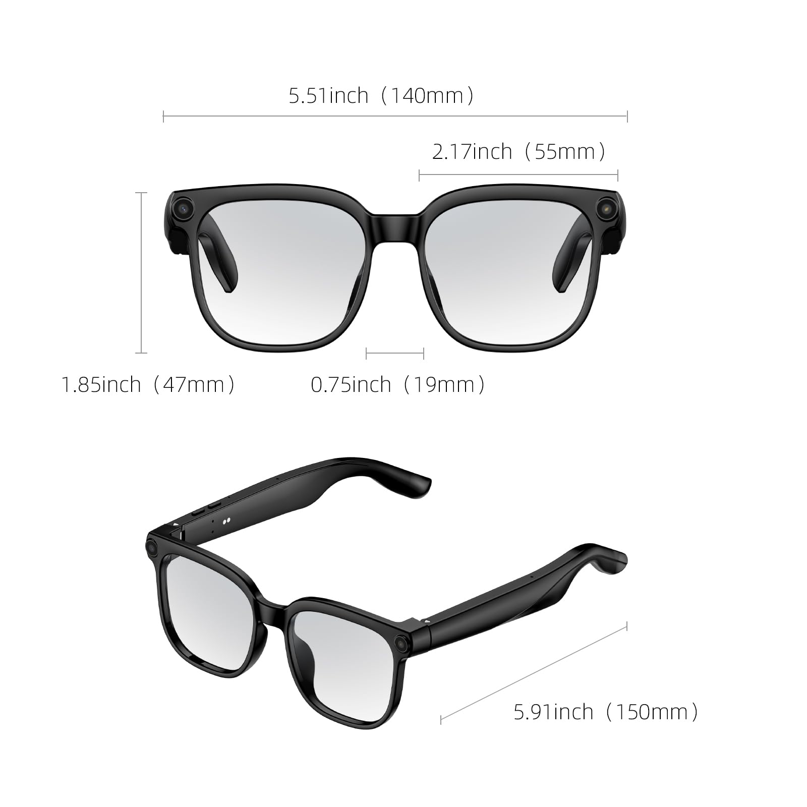 AI Smart Occhiali con fotocamera HD da 8 MP e audio, per uomini e donne - M02S