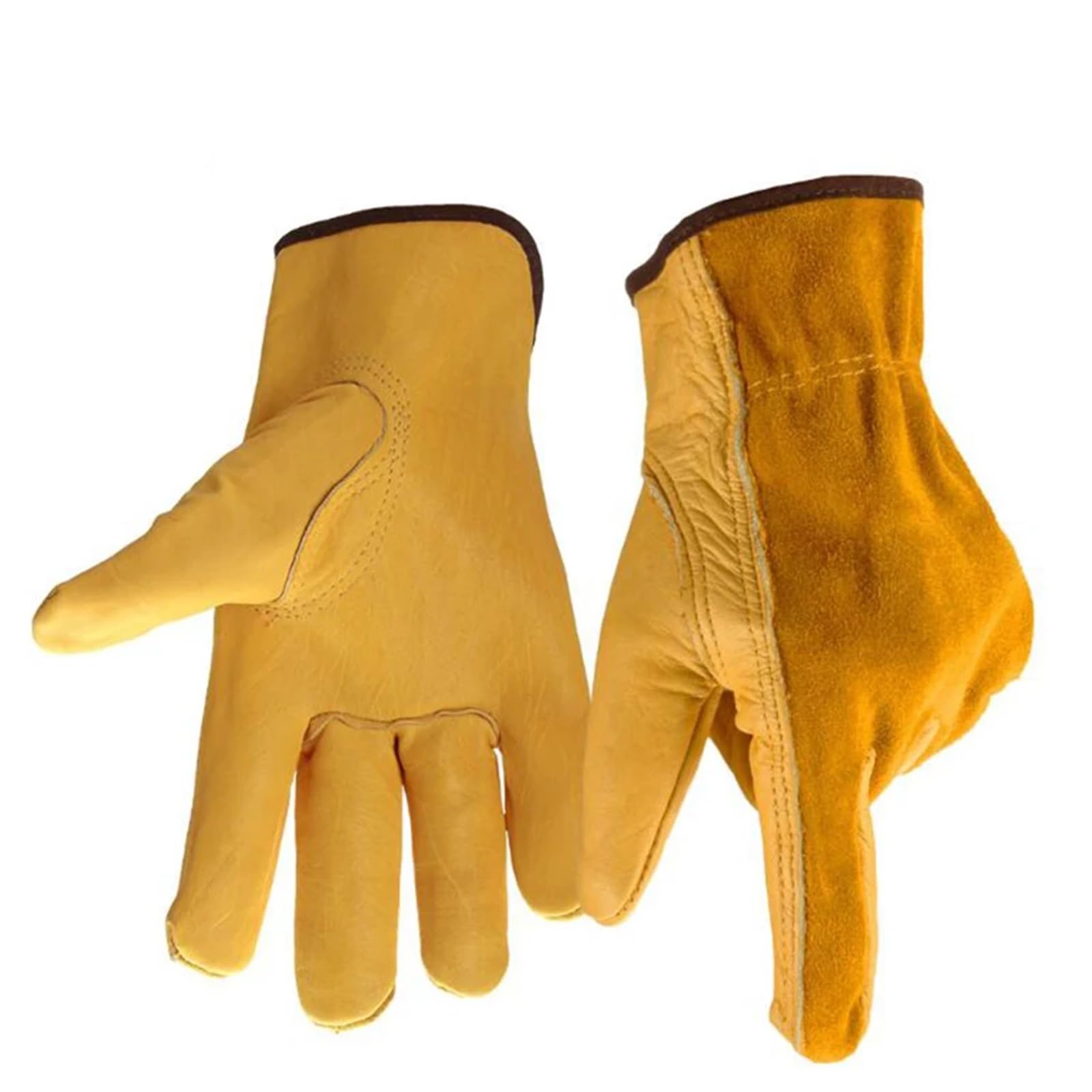 Guanti da Lavoro in Pelle PU, con Polso Elastico, Guanti protettivi for Giardinaggio, Fattoria, Magazzino, edilizia, Moto, S, M, L, XL(S)