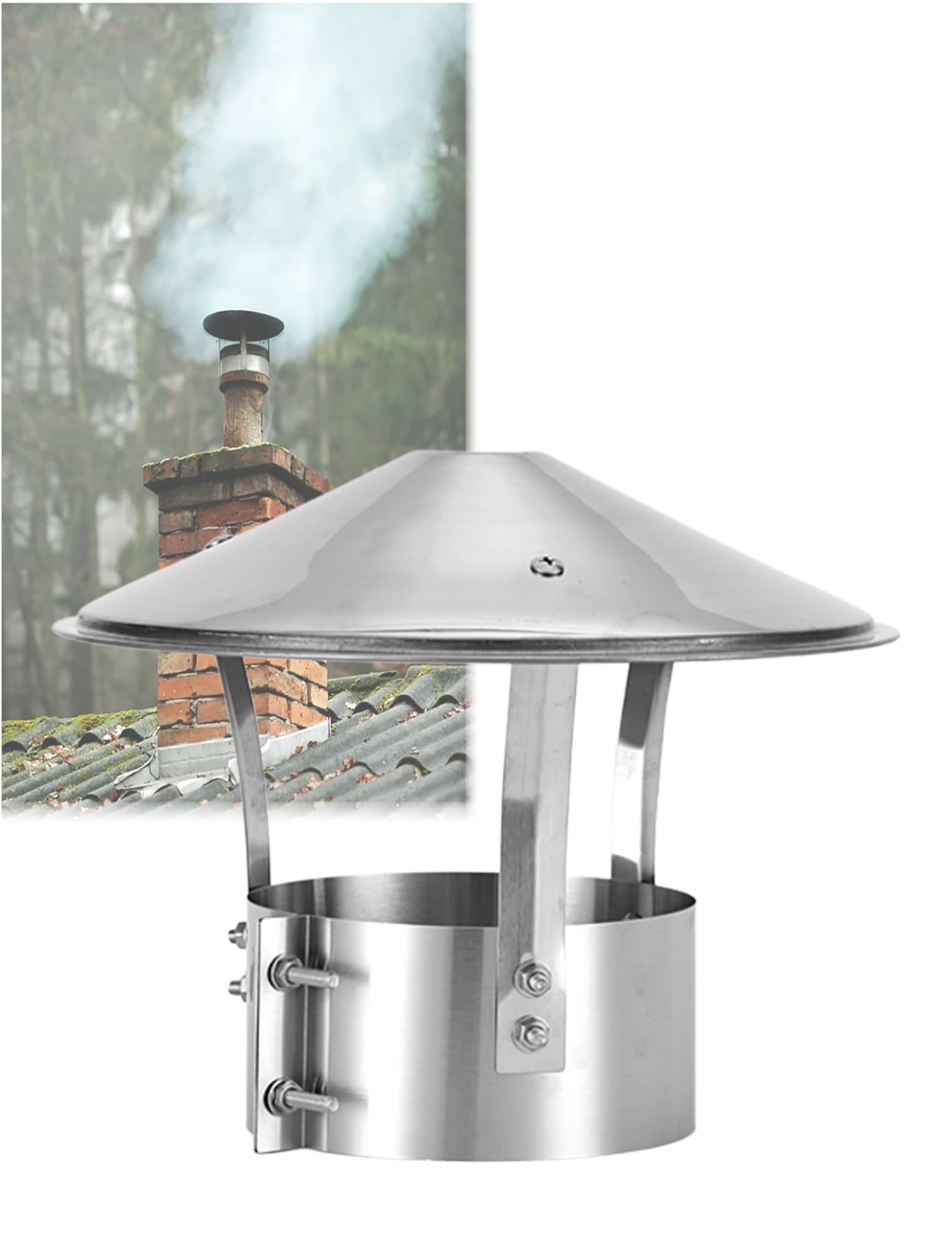 MYXJGNAIY Exhaust Vent Cap,Vent Pipe Cap for Roof Chimney Cap- Stainless Steel Cone Top Vent Cover for Roof & Stove Pipes, Rain & Snowproof Flue Protection(10cm/3.9in)