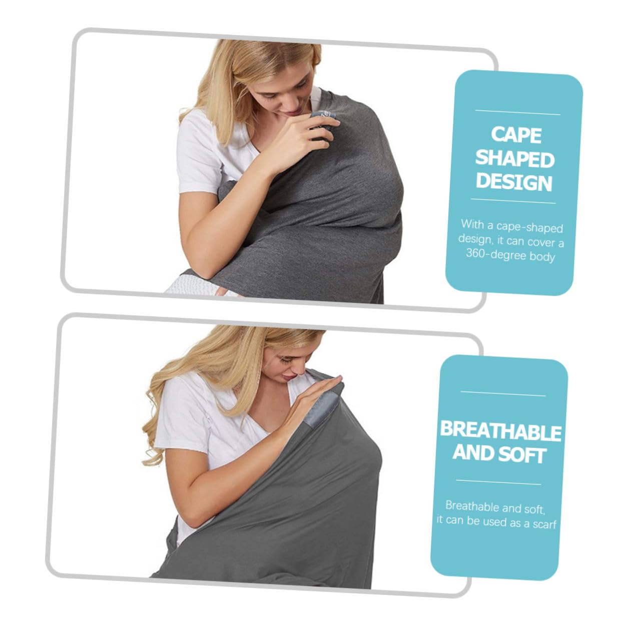 TOYANDONA Couverture d'allaitement Cape Allaitement Couvertures D’allaitemen Allaiter Écharpe d’Allaitement Serviette d'allaitement Enveloppement d'allaitement Bavoirs d'alimentation(Gris Foncé)