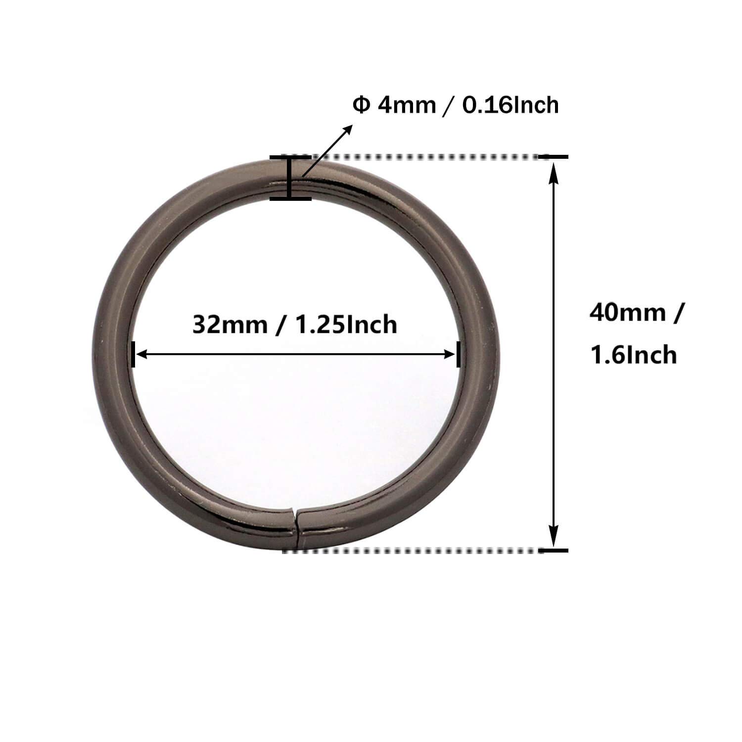 BIKICOCO 1-1/4'' Metal O-Ring Buckle Connector Round Loops Non Welded for Bags Webbing Purse and Belt Straps Gunmetal, Pack of 20 - Image 2