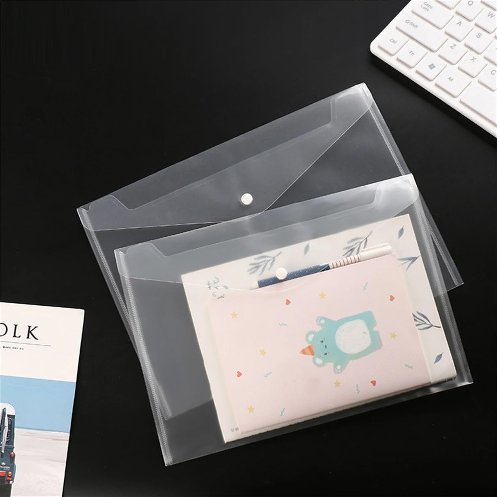 Buste in plastica for documenti A4 con chiusura bottone a pressione Custodia trasparente for for forniture di cancelleria for ufficio domestico 36 pezzi