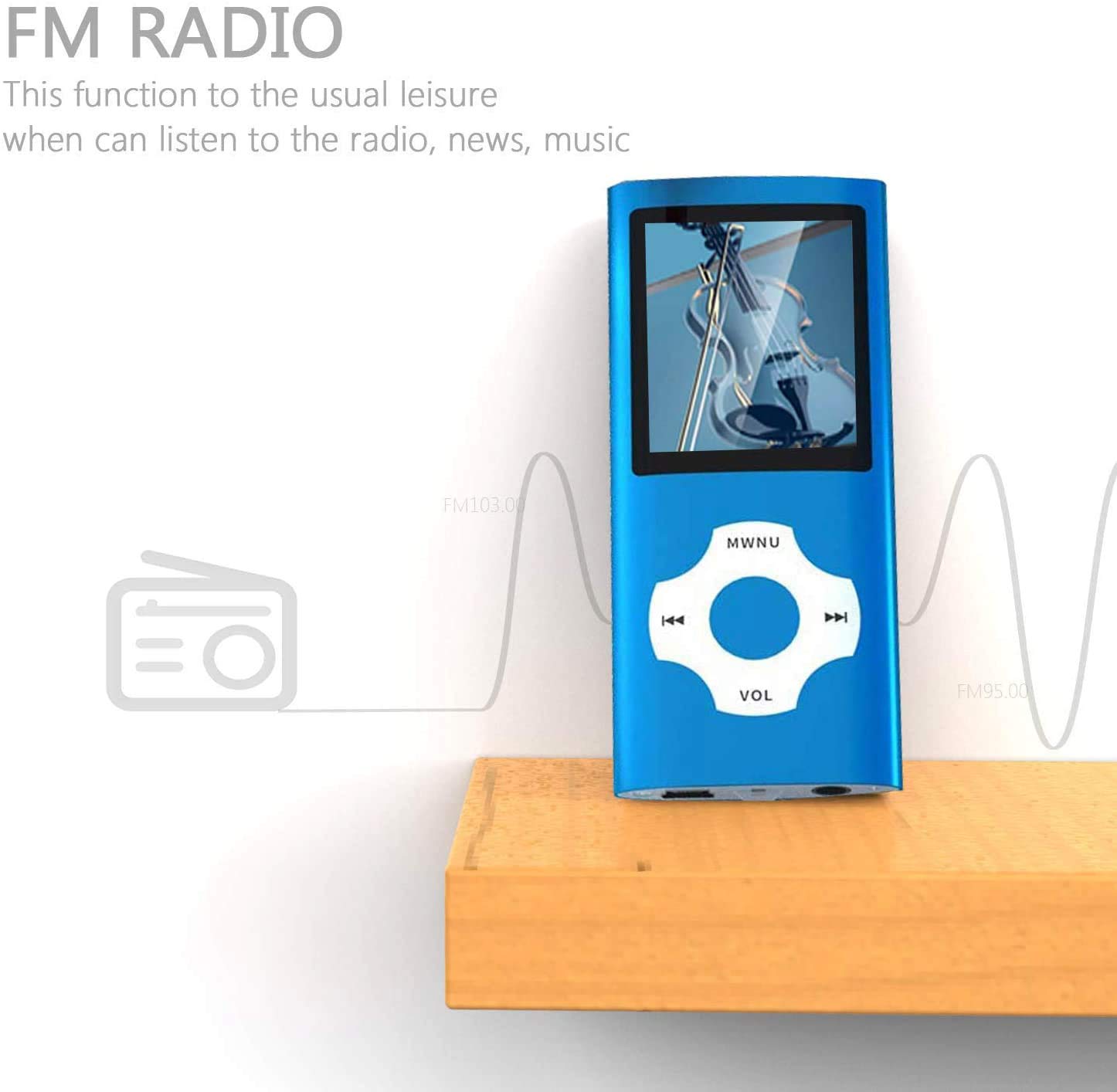 Hotechs MP3-Player/MP4-Player, MP3-Player mit 32 GB Speicherkarte, schlankes Design, digitales LCD-Display, 4,6 cm (1,8 Zoll) Display, FM-Radio