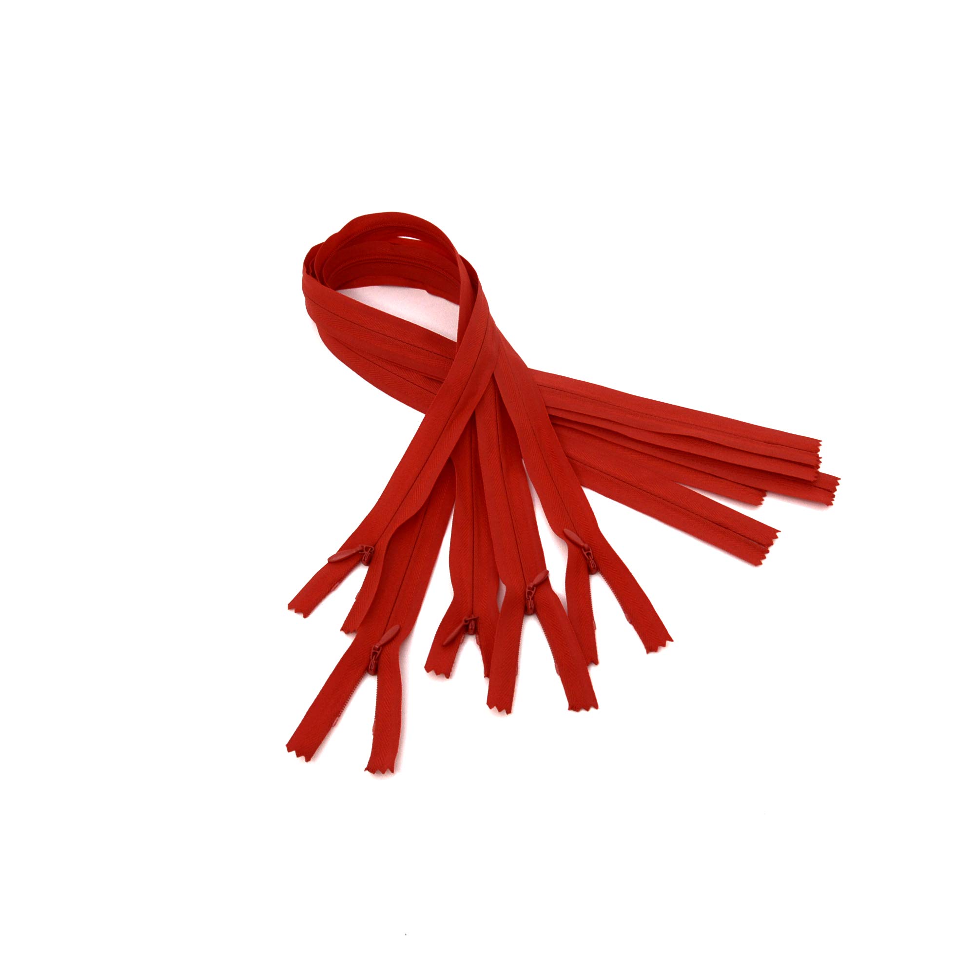 Trimz 5 Pcs Red Invisible Zips – 60cm (24 Inch) Concealed Zippers for Dressmaking, Evening Wear and Skirts