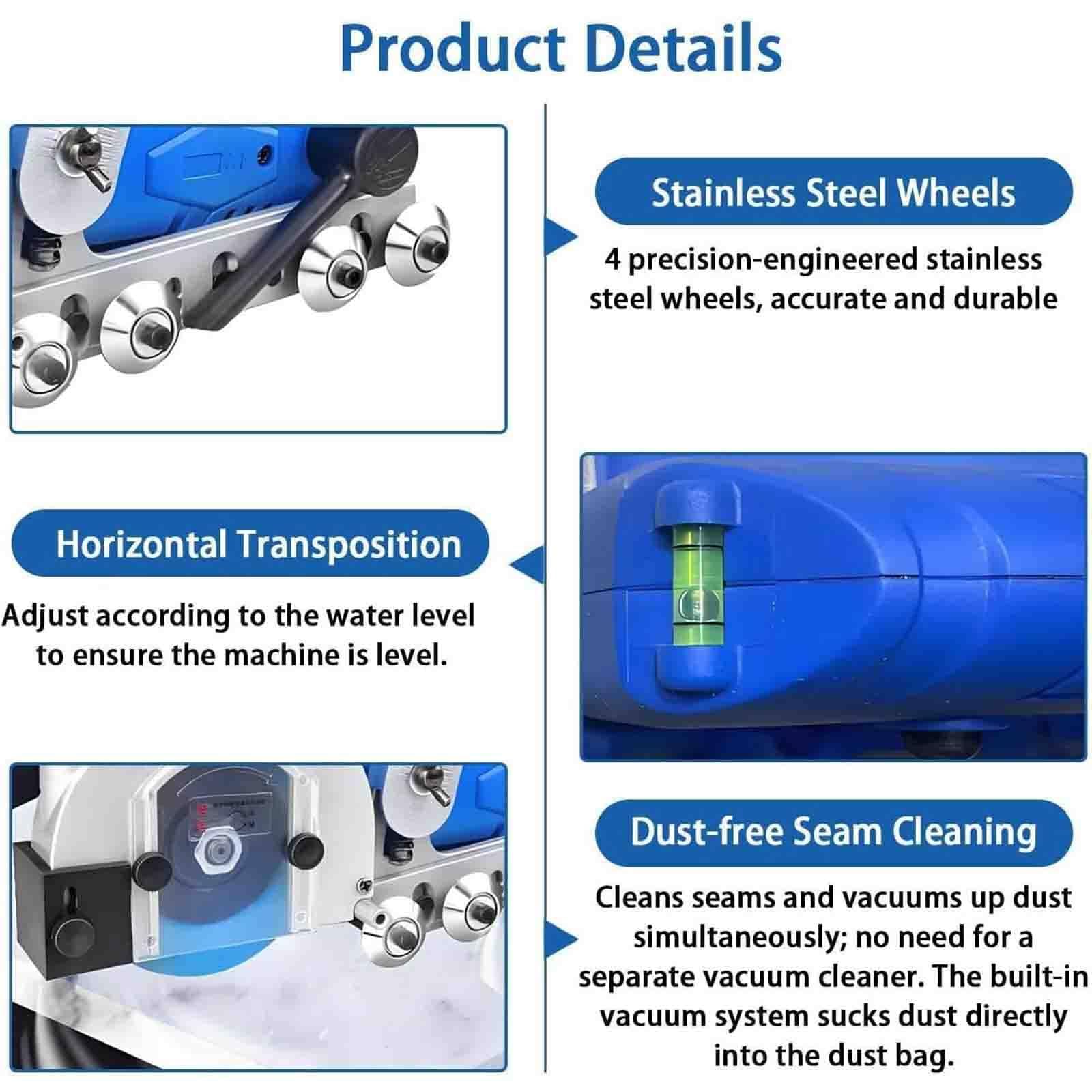 Herramienta Quitar Lechada Azulejos,Limpiador Juntas Potente,1200W 9000RPM Rebote Automático,Abrir Juntas Limpiar Huecos,Hogar Proyectos Bricolaje Renovación 2*sawblade