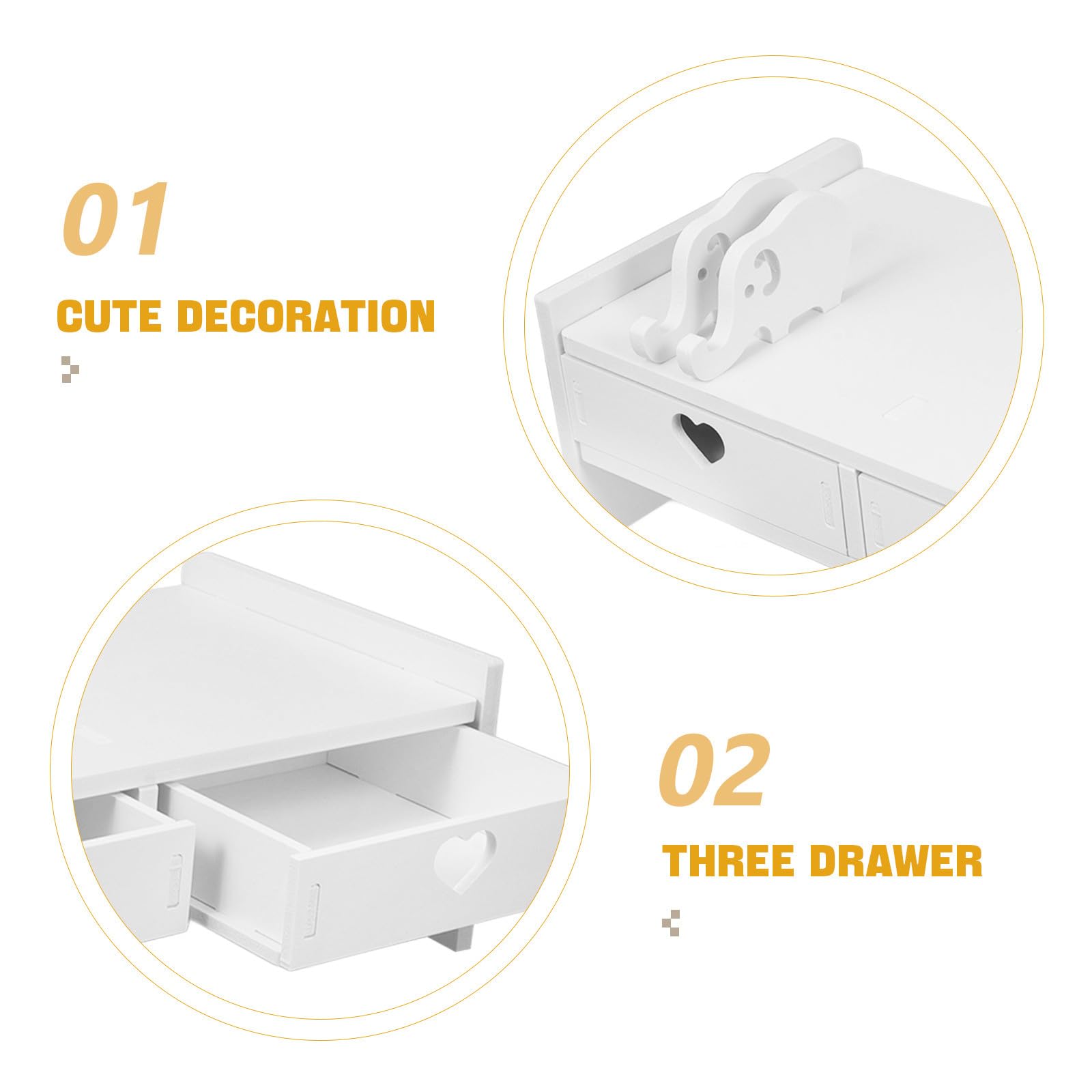 Supporto per Monitor Base Ergonomica e Cassetti da Scrivania, Rialzo in PVC e Legno-Plastica Bianco, Organizer Integrato per Computer, Adatto a Uffici e Smart Working