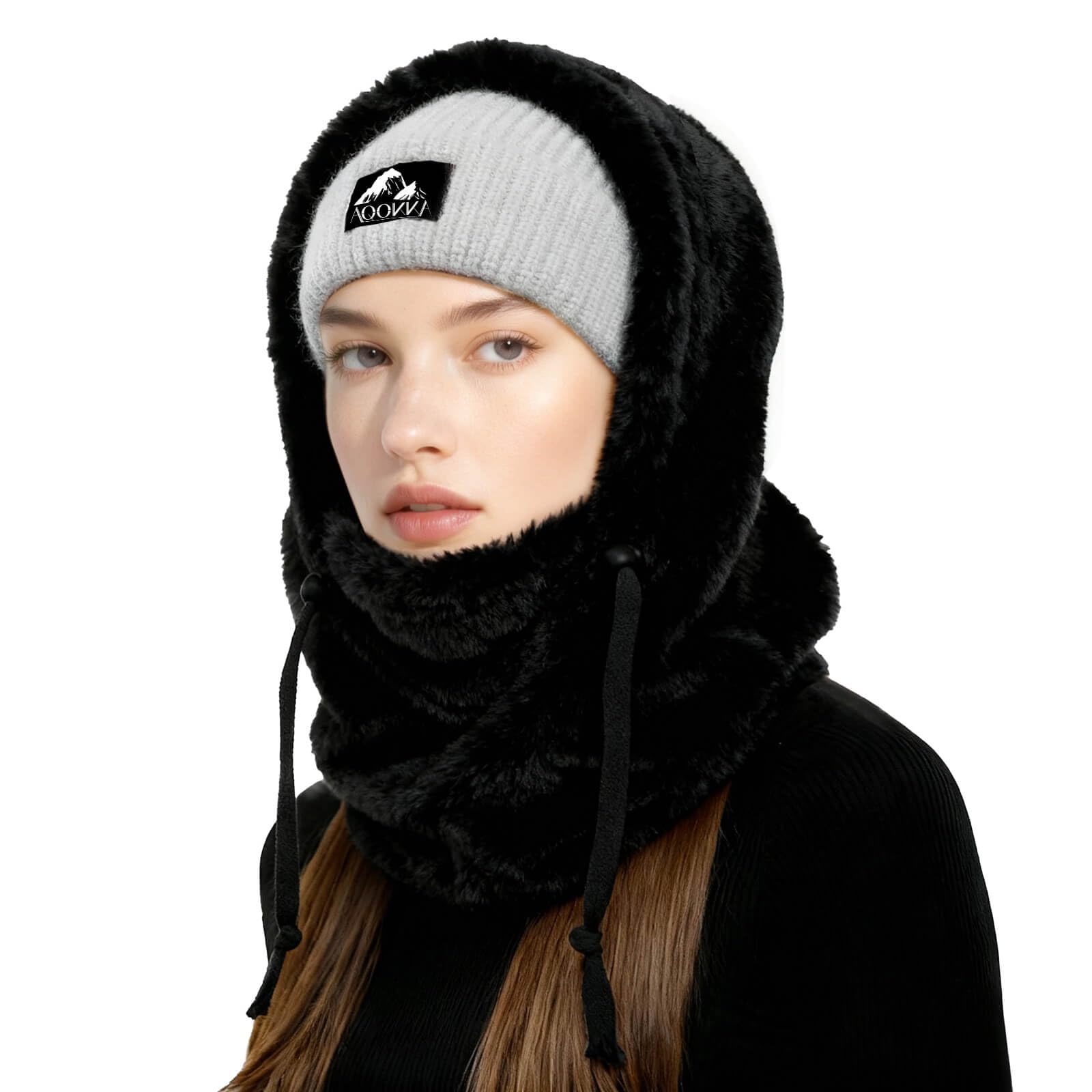 Fleece Balaclava Windproof Ski Mask for Women Men Winter Hooded Scarf Hat Warm Face Cover for Cold Weather