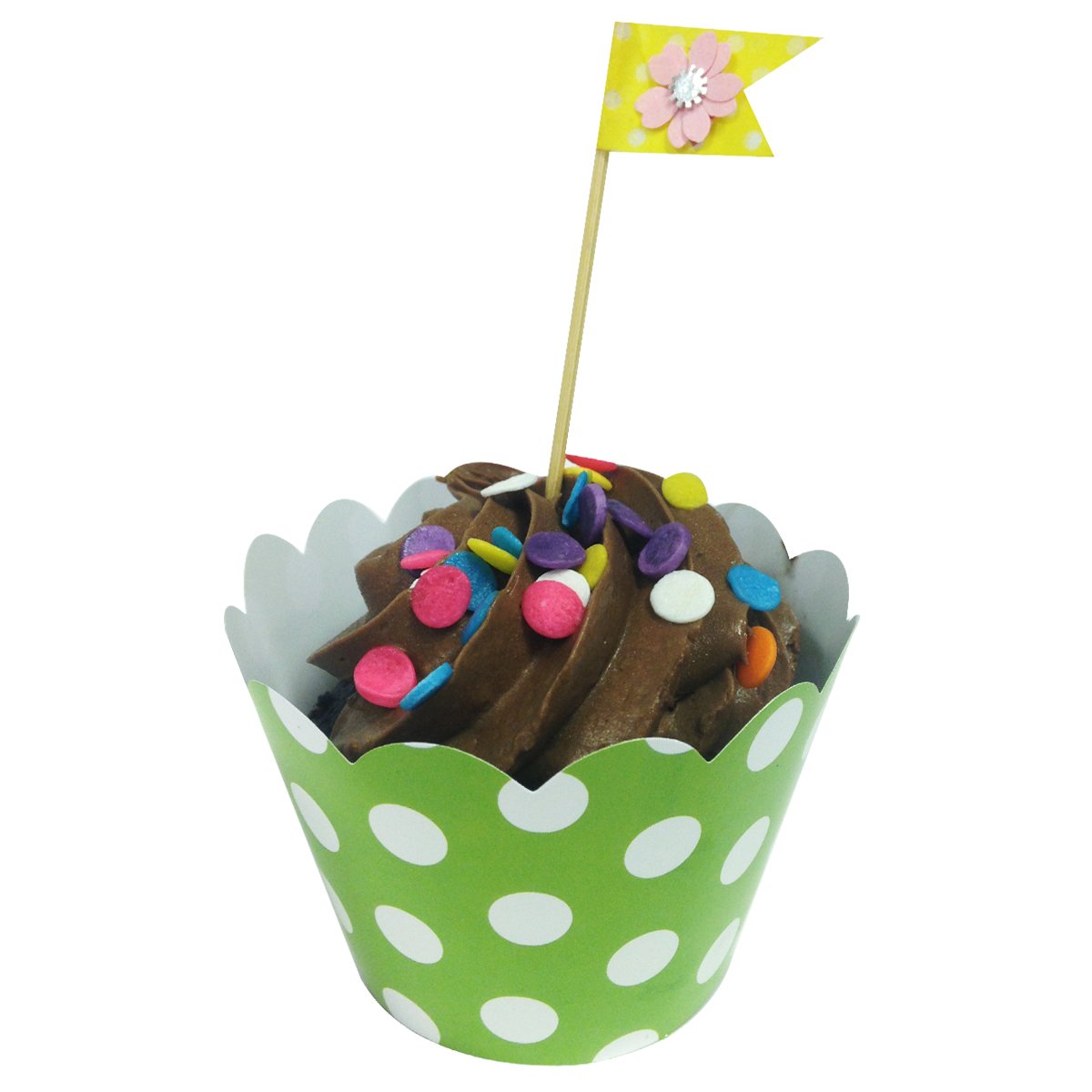 Wrapables Standard Size Polka Dots Cupcake Wrappers (Set of 20), Green