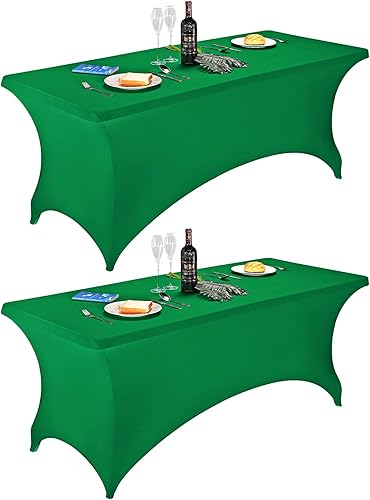 Miniatura 610 de FORLIFE Paquete de 6 manteles de elastano, de ajuste universal para mesas rectangulares de 6 pies, para patios, bodas, banquetes, fiestas