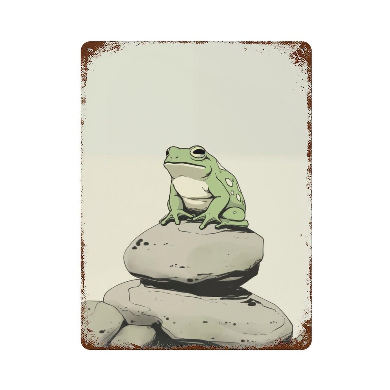 Vintage Rust Metal Sign Glum Frog Japanese Art 15.7"x11.8", Novelty Wall Decor for Garage, Bar And Workshop Decor