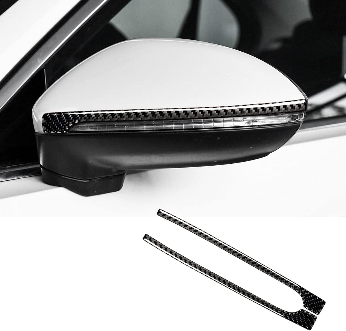 2pcs Carbon Fiber Rearview Mirror Protector Anti-rub Strip Sticker Anti-Collision Strip for Volkswagen MK7 Golf GTI accessories 2015-2021 (Classical style)