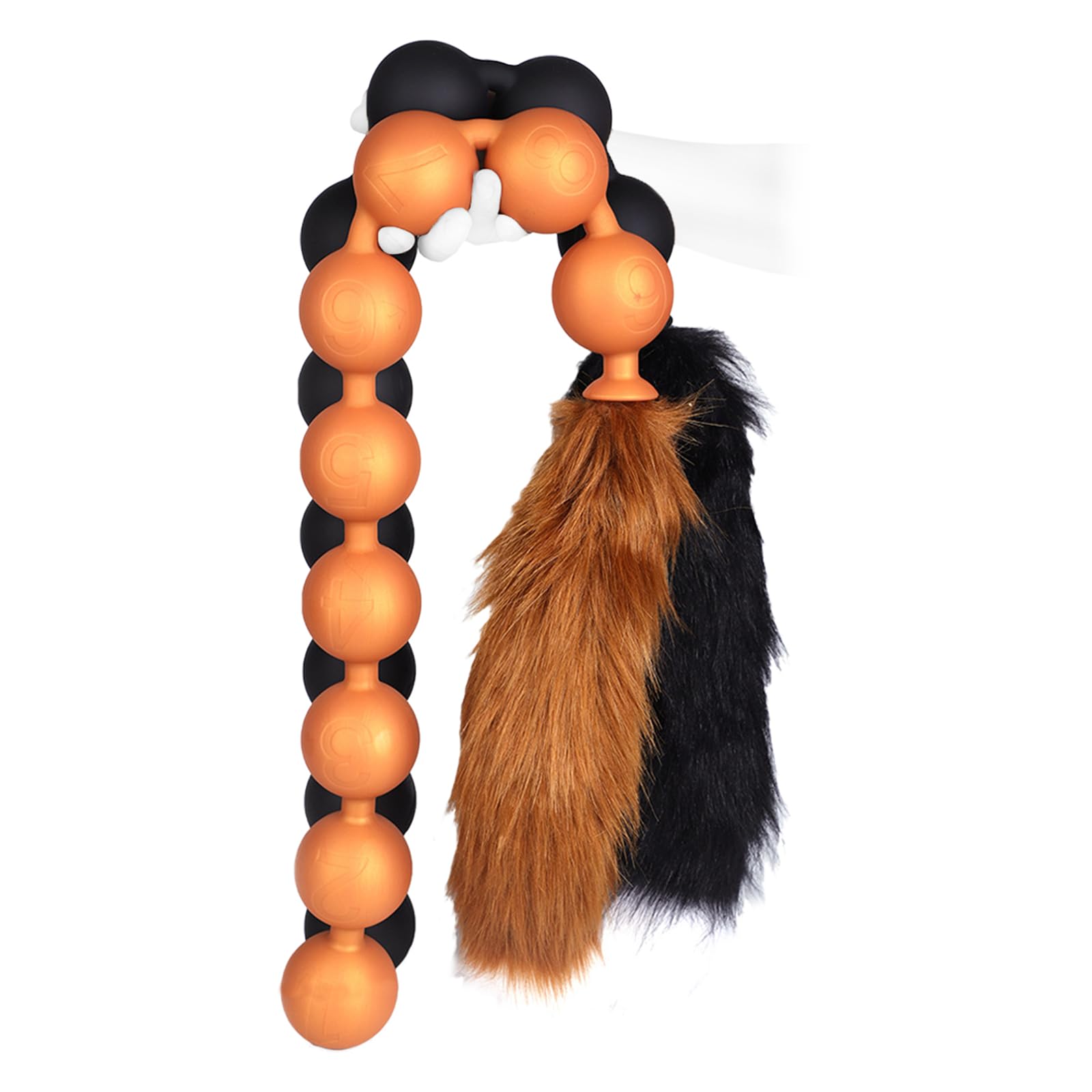 Perlina anale in silicone a coda di volpe con catena anale con 9 palline, tappi anali a coda di volpe, giocattolo sessuale SM, masturbazione, dildo anale for donne e uomini(Gold,L)