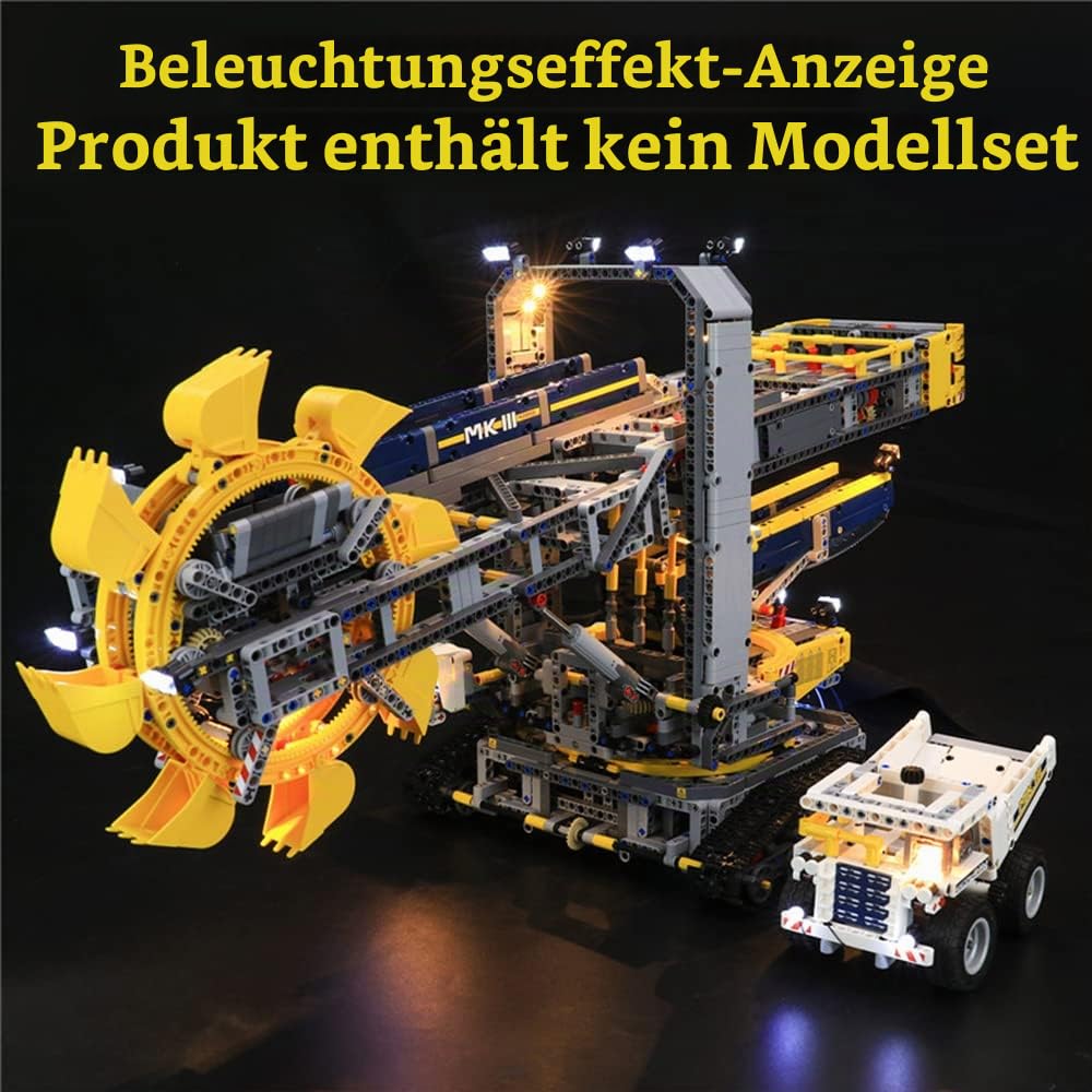 GEAMENT LED Licht-Set Kompatibel mit LEGO Schaufelradbagger (Bucket Wheel Excavator) - Beleuchtungsset für Technic 42055 Baumodell (Modell-Set Nicht enthalten)