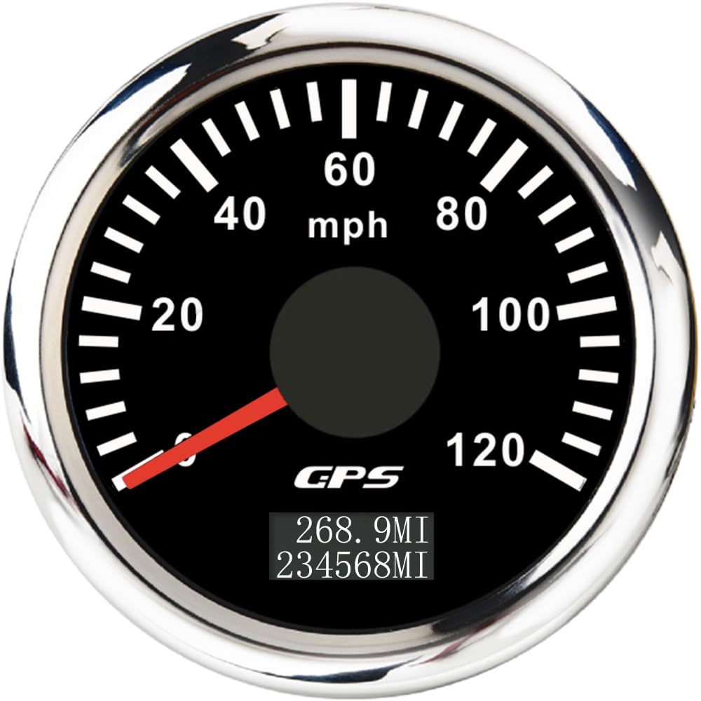 ELING 52mm GPS Speedometer 0-120mph Speedometer with 7 Colors Backlight for Trucks Speedboats RVs