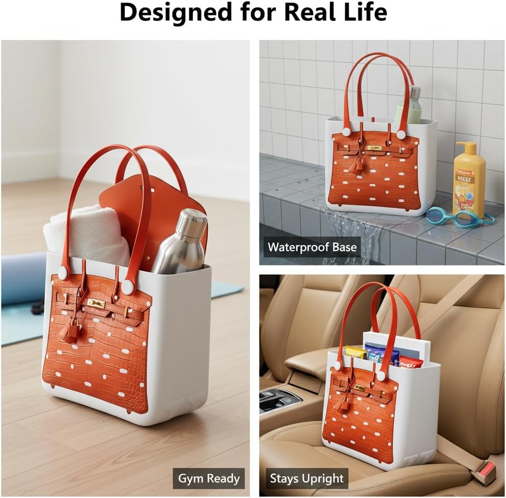 Rubber Beach Tote Bag - Waterproof EVA Pool Bag with Luxury Print - Sandproof Vacation Essentials for Swim & Boat - Unique Gift for Women - Image 6