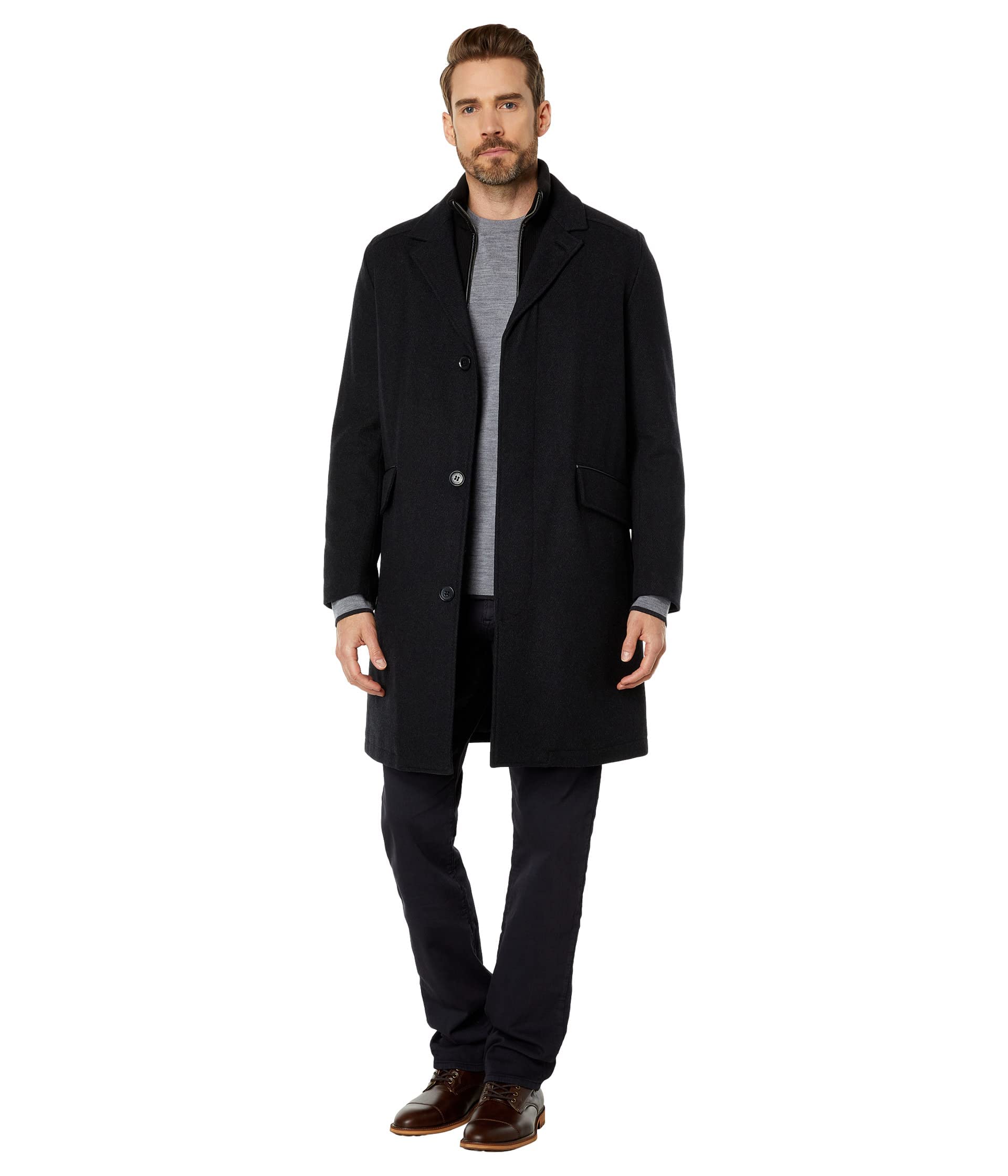 Cole Haan Men's Classic Wool Long Twill Coat