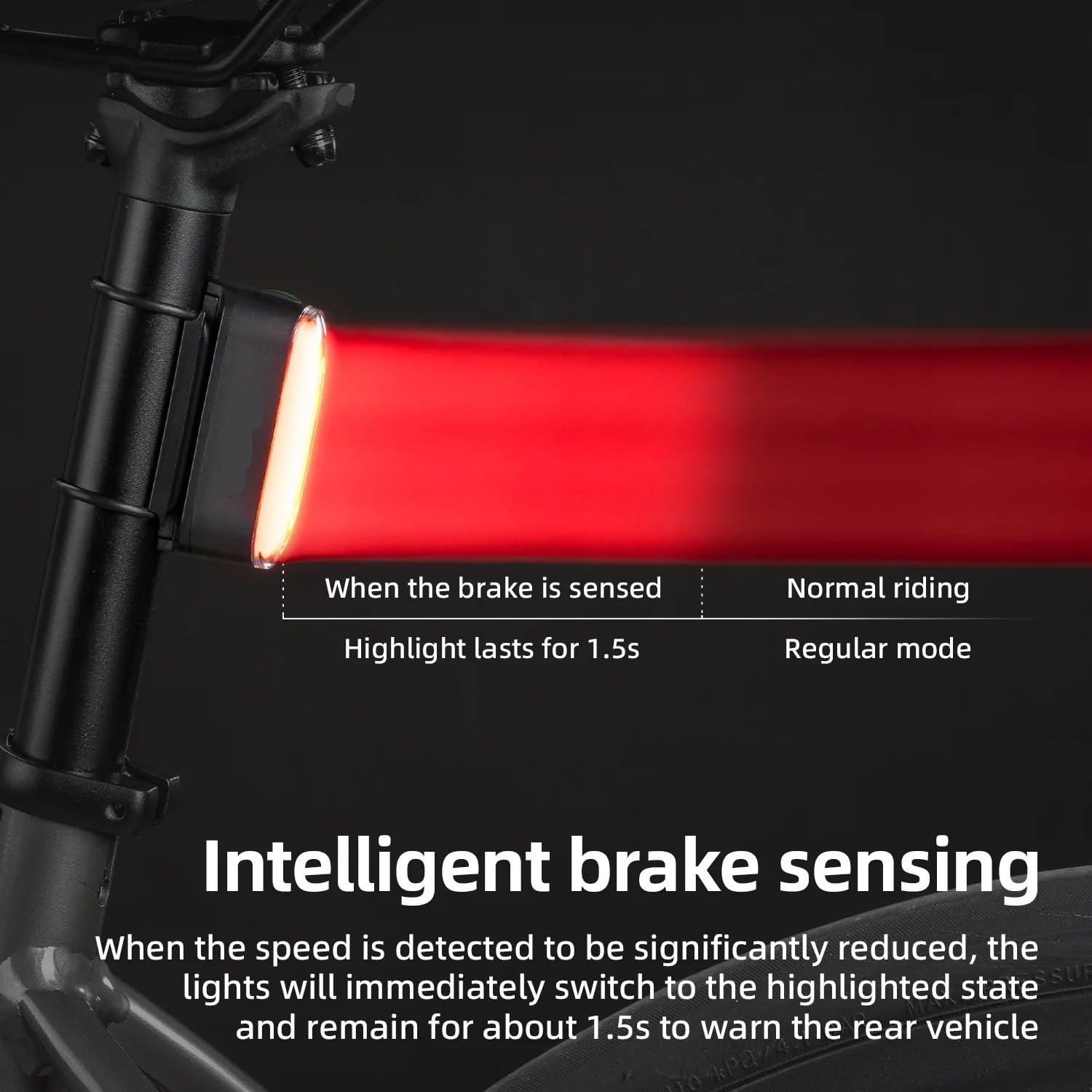 Frein Arrière Lampe Feu Arrière Magnétique Intelligent Pour Vélo, Démarrage Et Arrêt, 7 Modes, Équipement De Conduite Nuit, Capteur Freinage