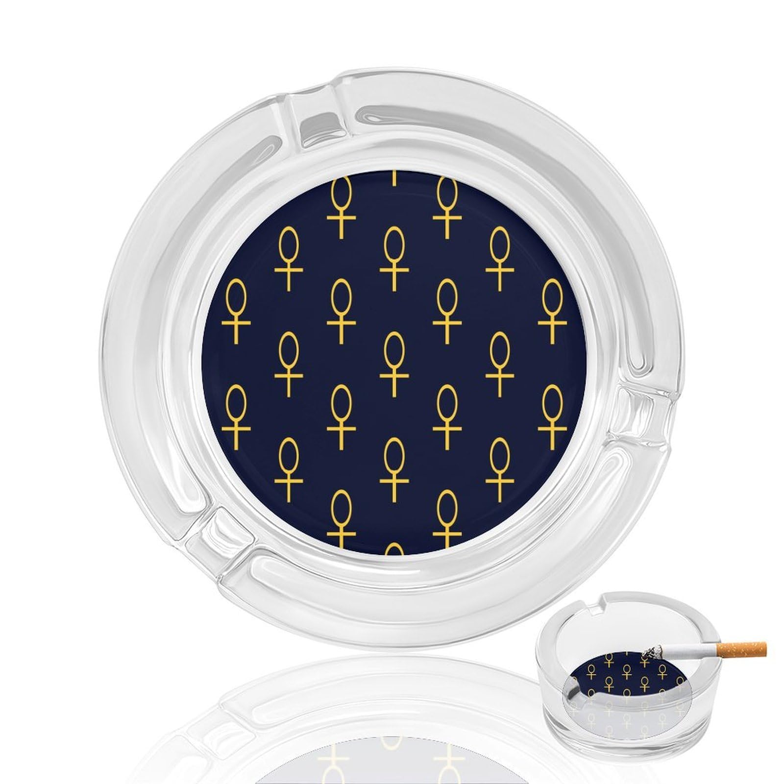 Nclqvjxzkhw Style Ankh Pattern Glass Ashtray Round Ash Tray Smoking Trays For Home Garden Outdoor