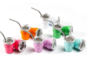 Colorful Mini Tumblers with Lids and Reusable Straws