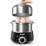 Hard Boiled Egg Cooker - CACHOO 14-Egg Rapid Stainless Steel Egg Boiler with 30-Min Timer & Auto Shut Off, Compact Electric Vegetable Steamer for Cooking, Dishwasher Safe, Black