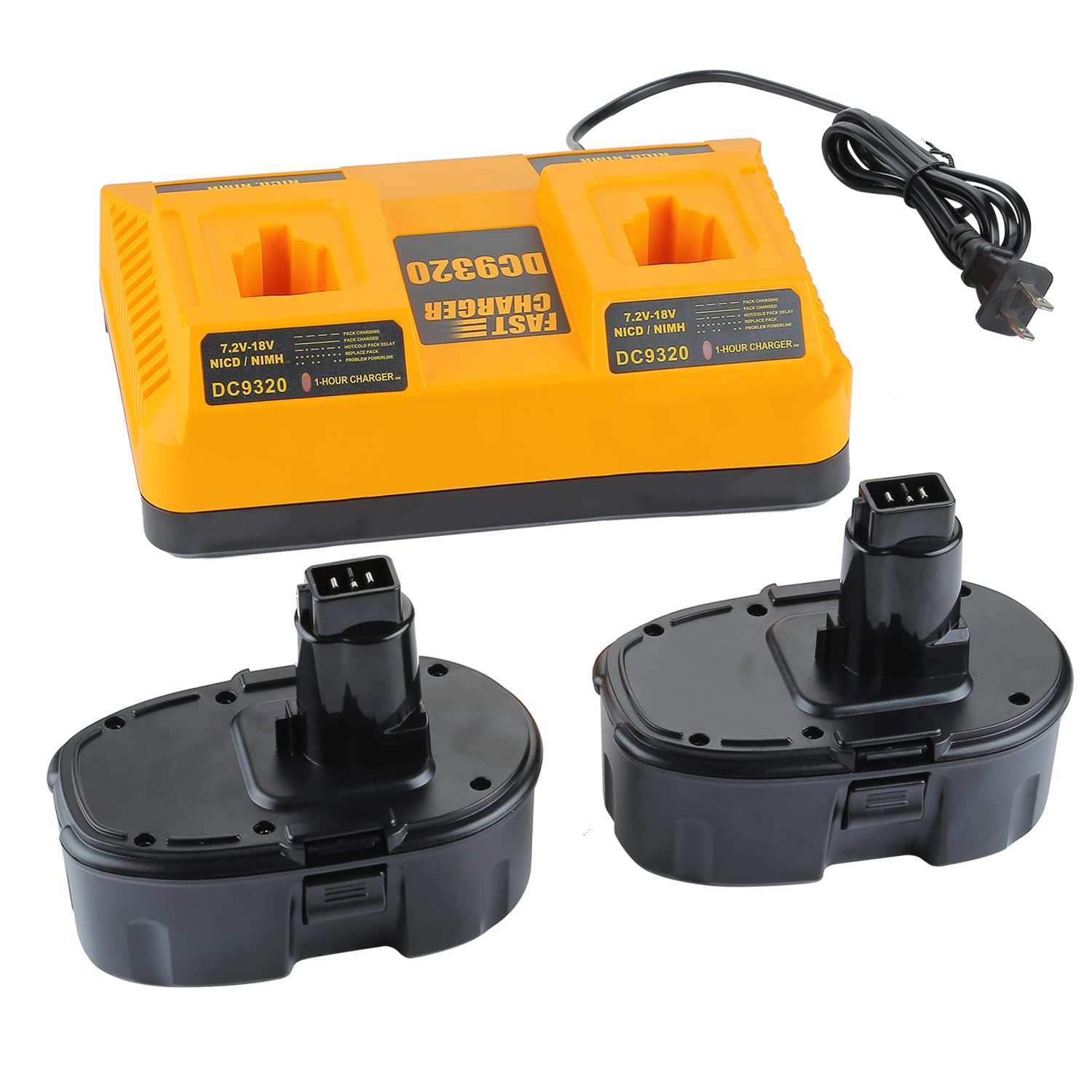 2-pak 4,5 Ah 18 V zamiennik baterii do akumulatora Dewalt 18 V DC9096 DC9099 DC9098 DW9095 DW9096 i podwójna ładowarka DC9320 kompatybilna z ładowarką Dewalt 18V XRP