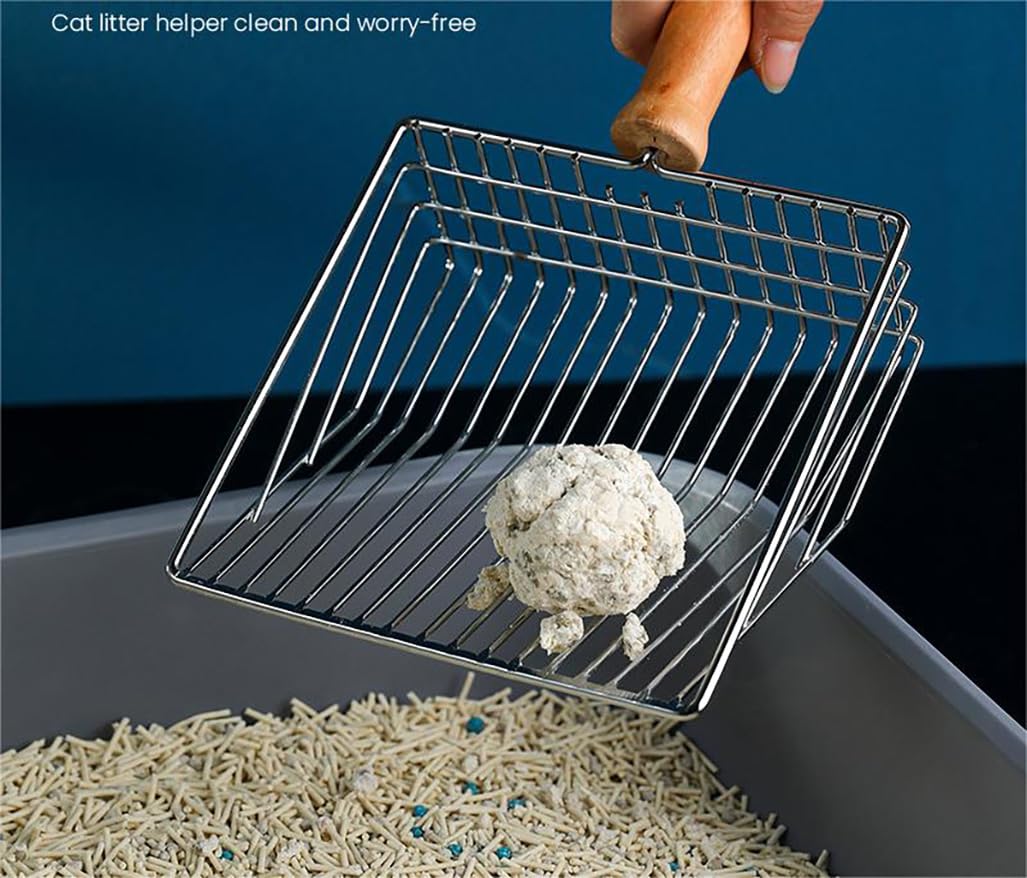 Paletta Per Lettiera Gatti In Metallo - Con Manico In Legno, Fori 7mm, Facile Da Pulire - Foto 8