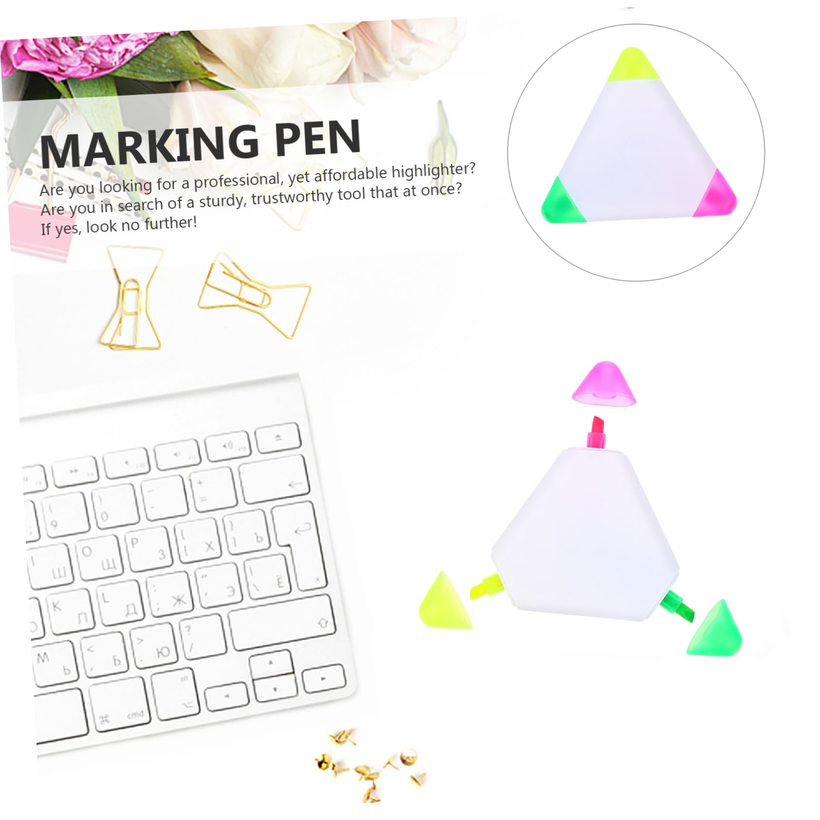 Tofficu 30 Stck. Fluoreszierende Dreieckige Textmarker Leuchtstark Schnelltrocknend Farbige Markierstifte für Schüler und Büro Notizen