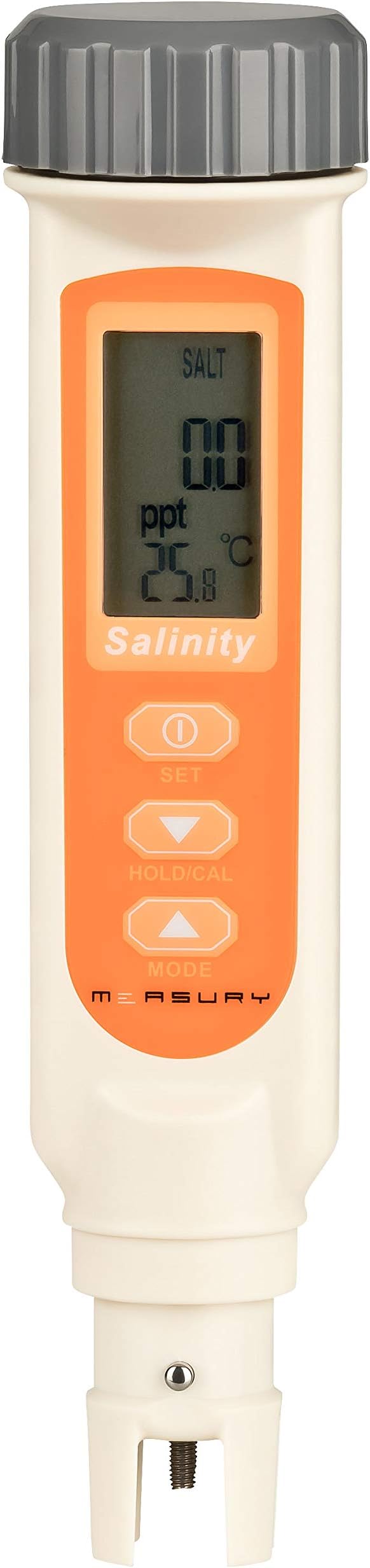 Measury Salinity Meter Refractometer, Digital Salinity Tester for Aquarium, Koi Pond and Pool, Salt Meter 0.0-42.00 PPT, 0.0% - 4.2%, 0.950 – 1.080 S.G. - Marine Saltwater Tank Salinometer Checker