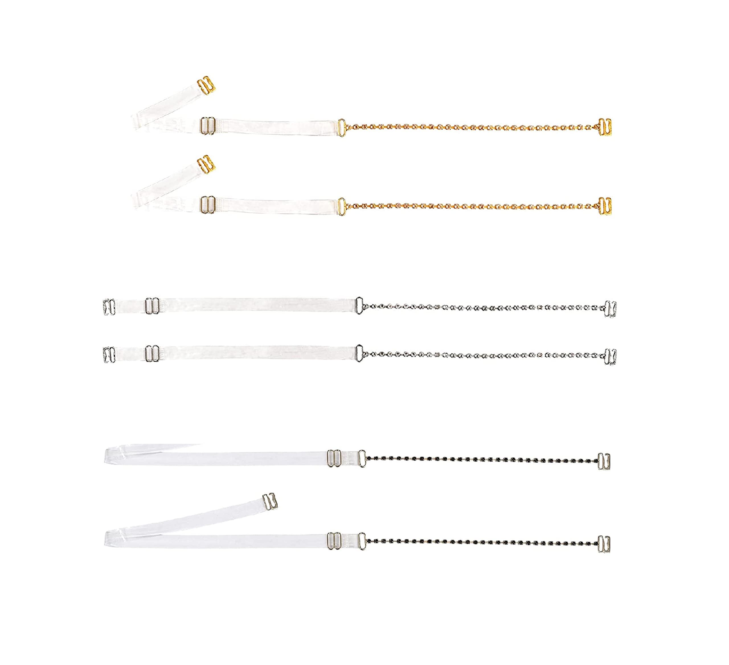 Sensual Lady Women's Rhine Stone Transparent Bra Straps | 3 Pair Diamond Shoulder Straps Color- Gold & Silver & Black | Free size-image-42