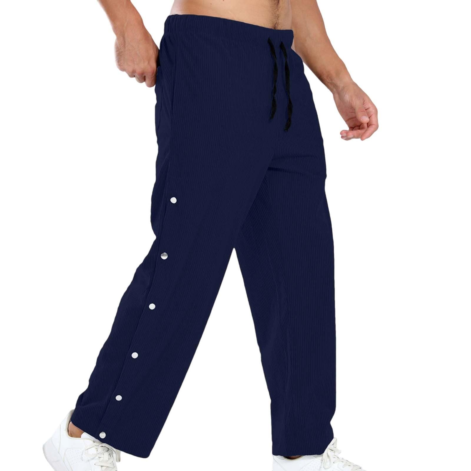 Pantalon de loisirs ample rayé anti-compression à boutonnière