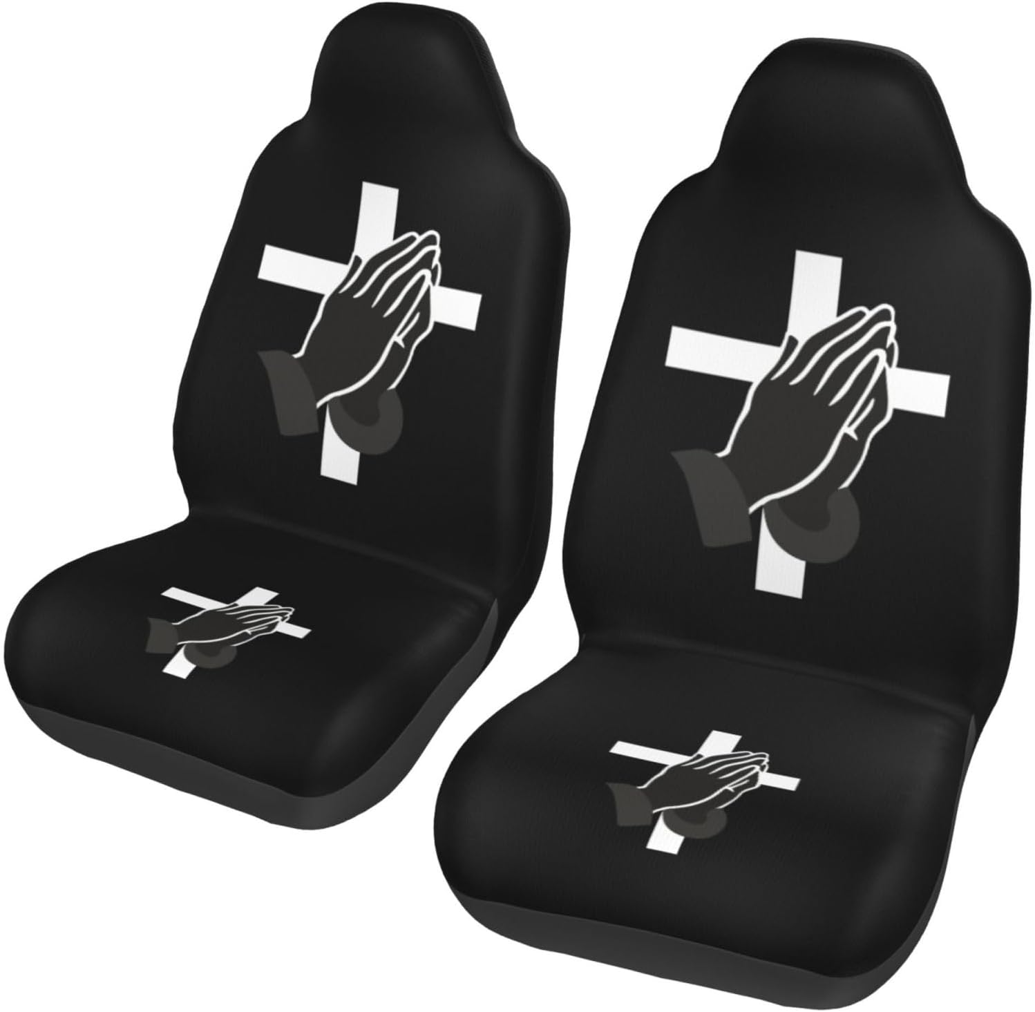 Jesus Praying Hands Cross Car Seat Covers Front Seats-Universal Automotive Seat Covers Full Set of 2 Pcs,Fits Most Cars SUV and Truck