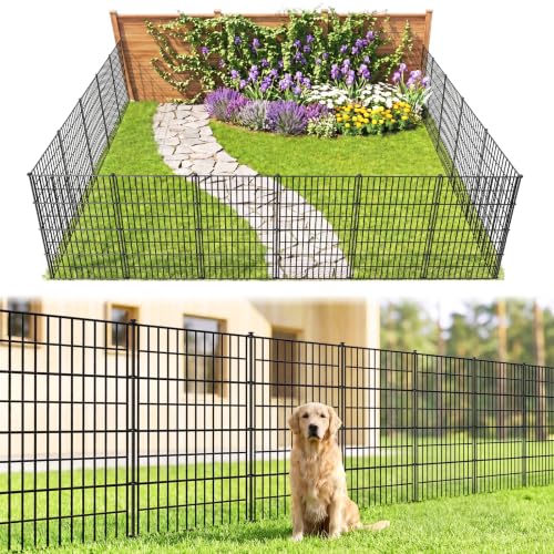 Valla de jardín de metal inoxidable con 5 paneles decorativos exteriores 2