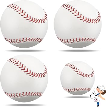 4 Pack 9 Inch Baseball Balls,Training Balls for Practice & Games