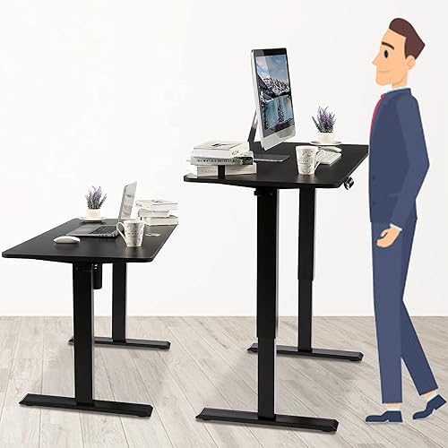 Miniatura 8 de KORGOL Escritorio eléctrico de pie de 55 x 24 pulgadas, altura ajustable, escritorio para oficina en casa, escritorio de computadora con 2 puertos