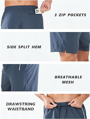 Miniatura 5 de NORTHYARD Pantalones cortos deportivos para correr para hombre, 5 pulgadas, 7 pulgadas, 9 pulgadas, entrenamiento, gimnasio, tenis, secado rápido