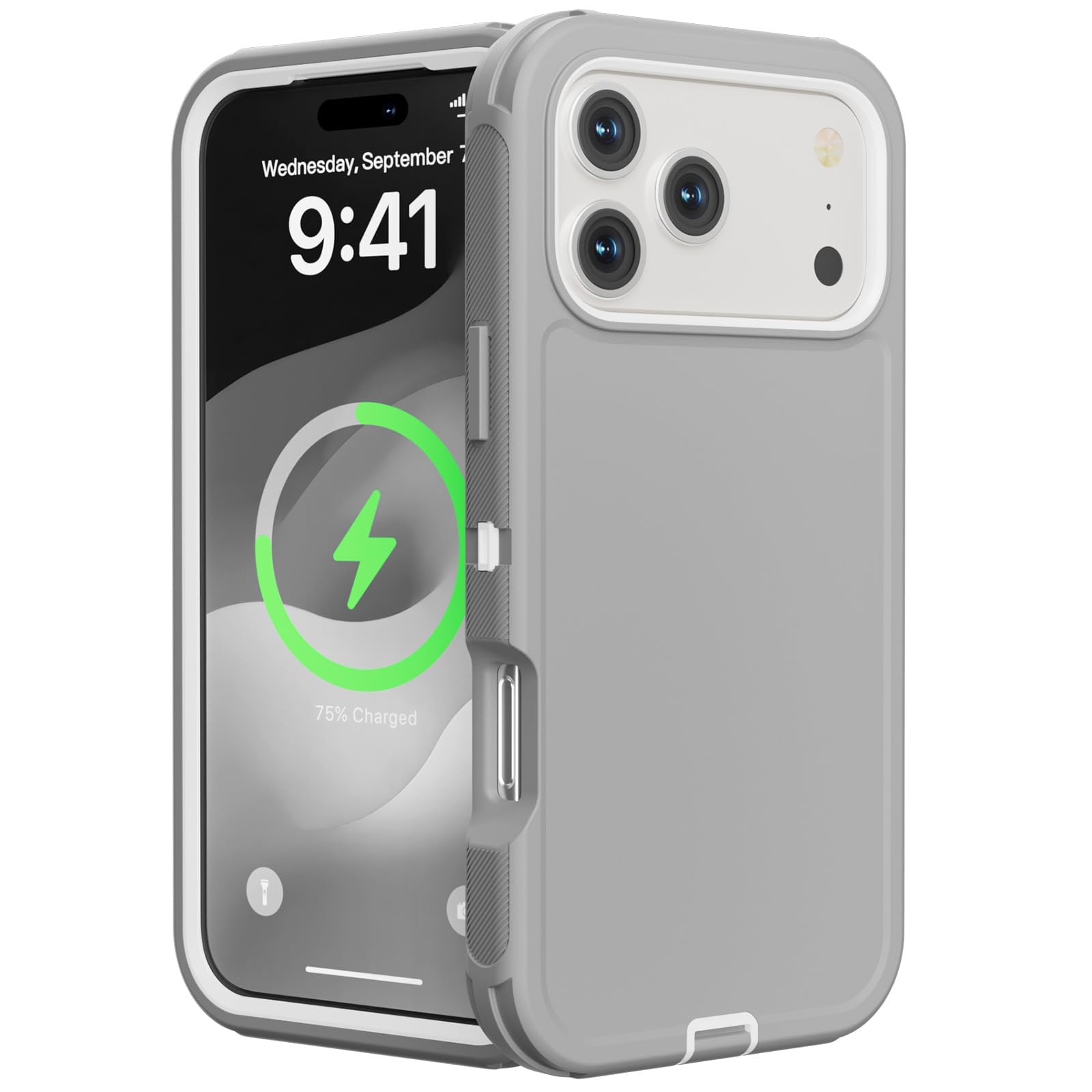 Funda Antigolpes para iPhone 17/17 Pro/17 Air/17 Pro MAX, Carcasa Protectora Rígida De PC Esmerilada Compatible con Carga Inalámbrica,17pro MAX,Grey