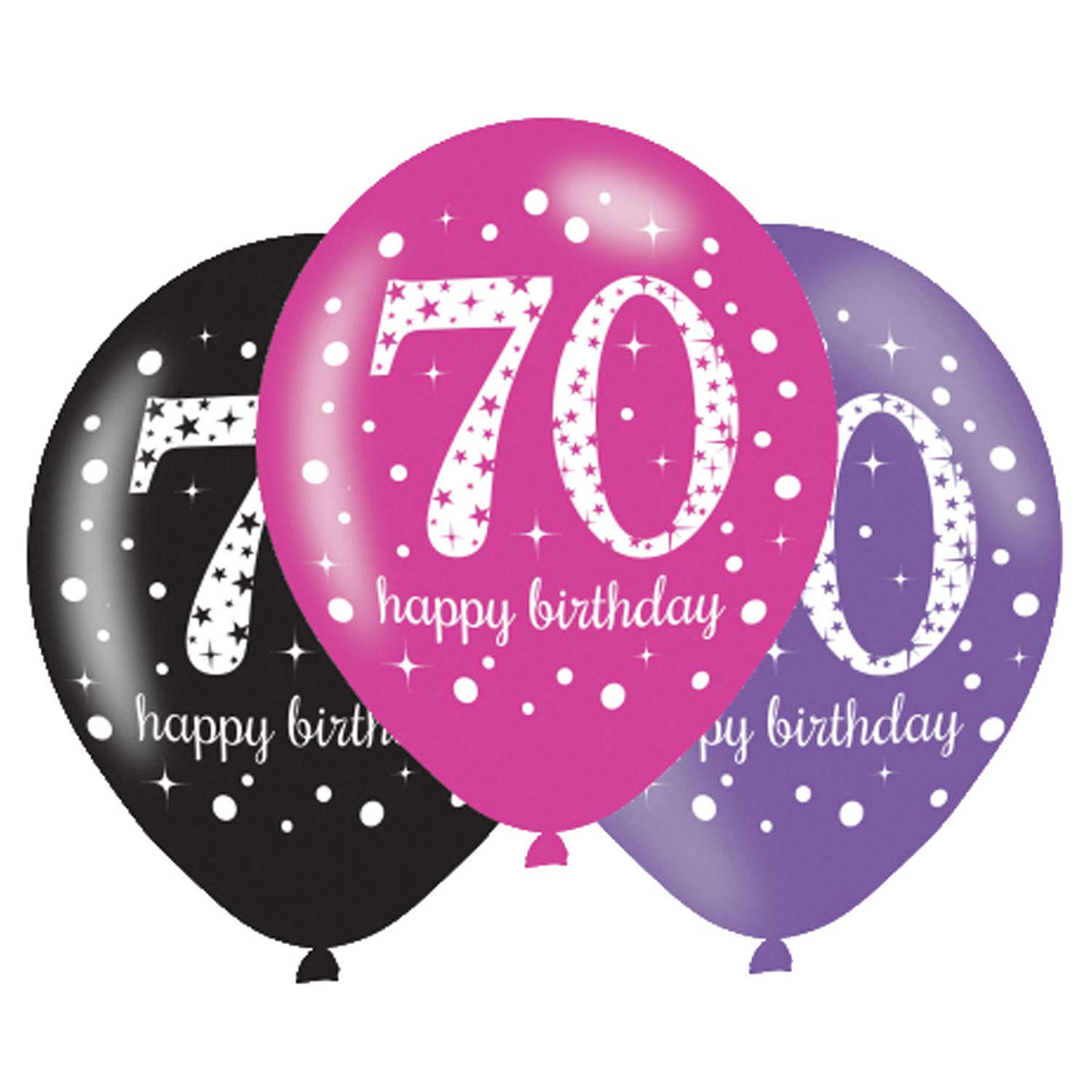 (PKT) Adult Pink Celebration 70th Birthday Latex Balloons