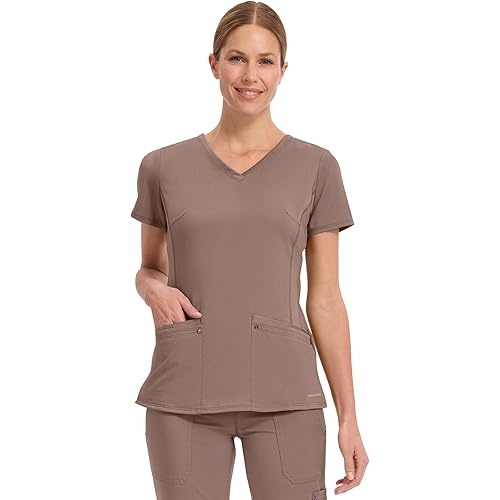 Healing Hands Women's Scrub Top V-Neck with 2 Pockets, 2-Way Stretch, and Yoga Knit Side Panels for Slim Fit- 2245