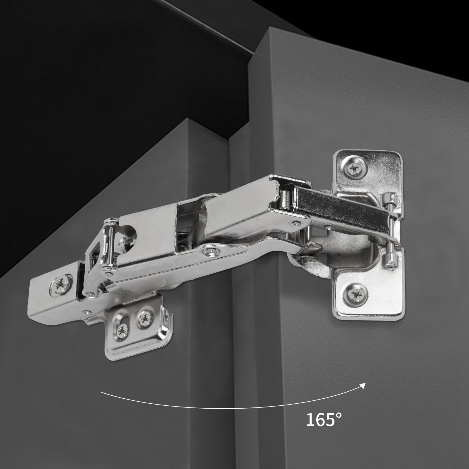 Luabue 4PCS 165 Degree Soft Close Kitchen Cabinet Hinges Full Overlay Wardrobe Door Hinges Cupboard Doors Hinge Folding Mute Cabinet Hinge with Fixing Screws - Image 4