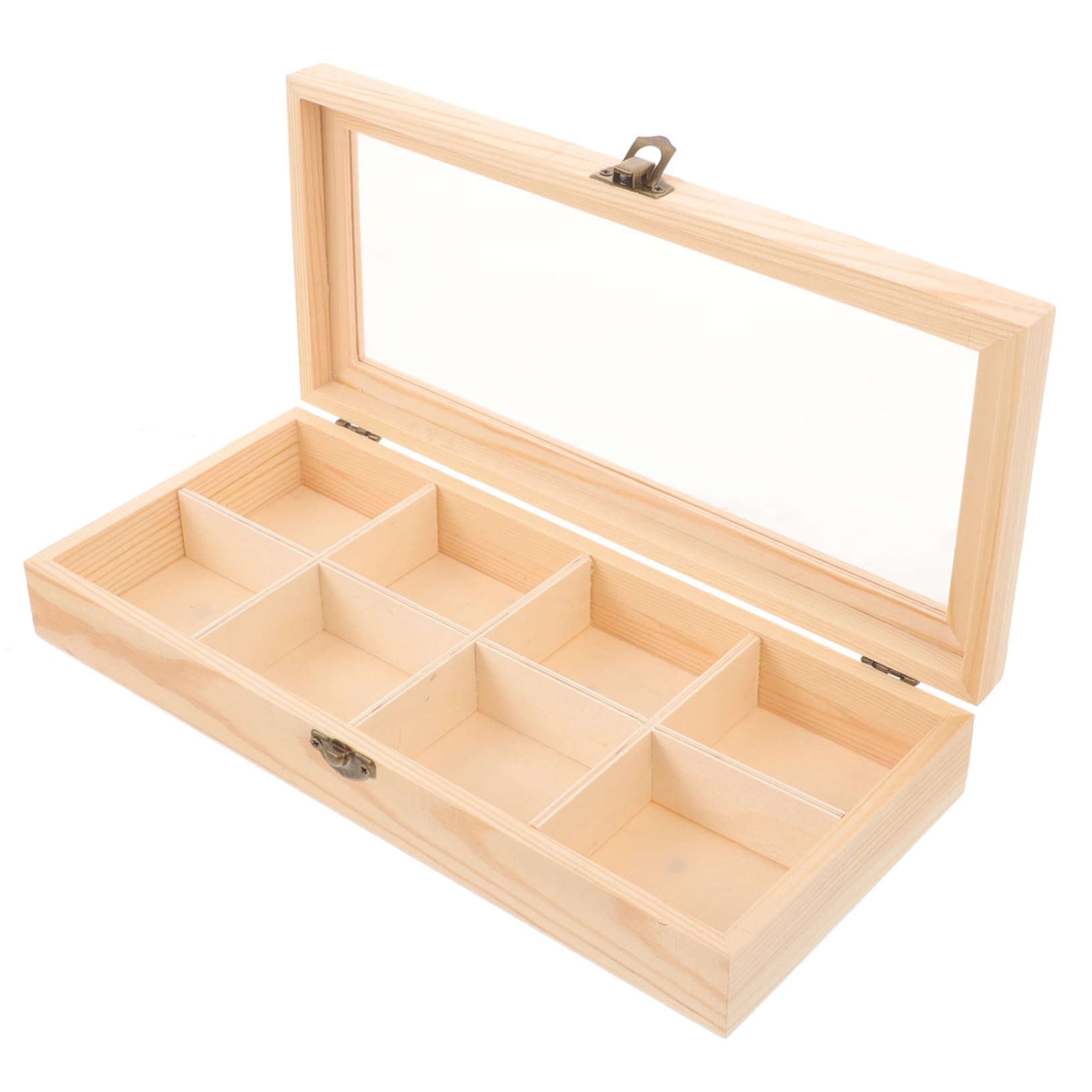 COLLBATH Scatola la Conservazione delle Bustine di Tè in Legno 8 Scomparti e Finestra in, Porta Bustine di Tè e Scatola da Snack Multiuso per Casa, Ufficio e Picnic (29x13x5 Cm