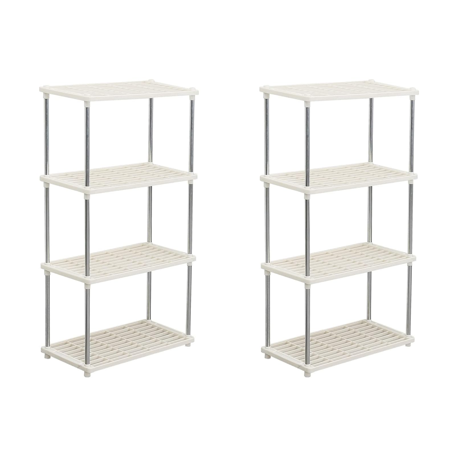 2PCS 4 Tier Plastic Shelving Units 80.5x41x22cm Storage Shelf Modern Standing Storage Rack for Kitchen Living Room Bathroom
