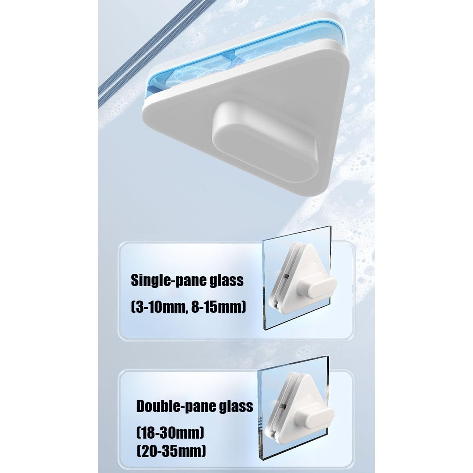 Limpiador de Ventanas magnético de Doble Cara, Limpiador de vidrios de Doble Cara con Esponja y Cuerda de Seguridad, Adecuado for Vidrio(20-35mm)