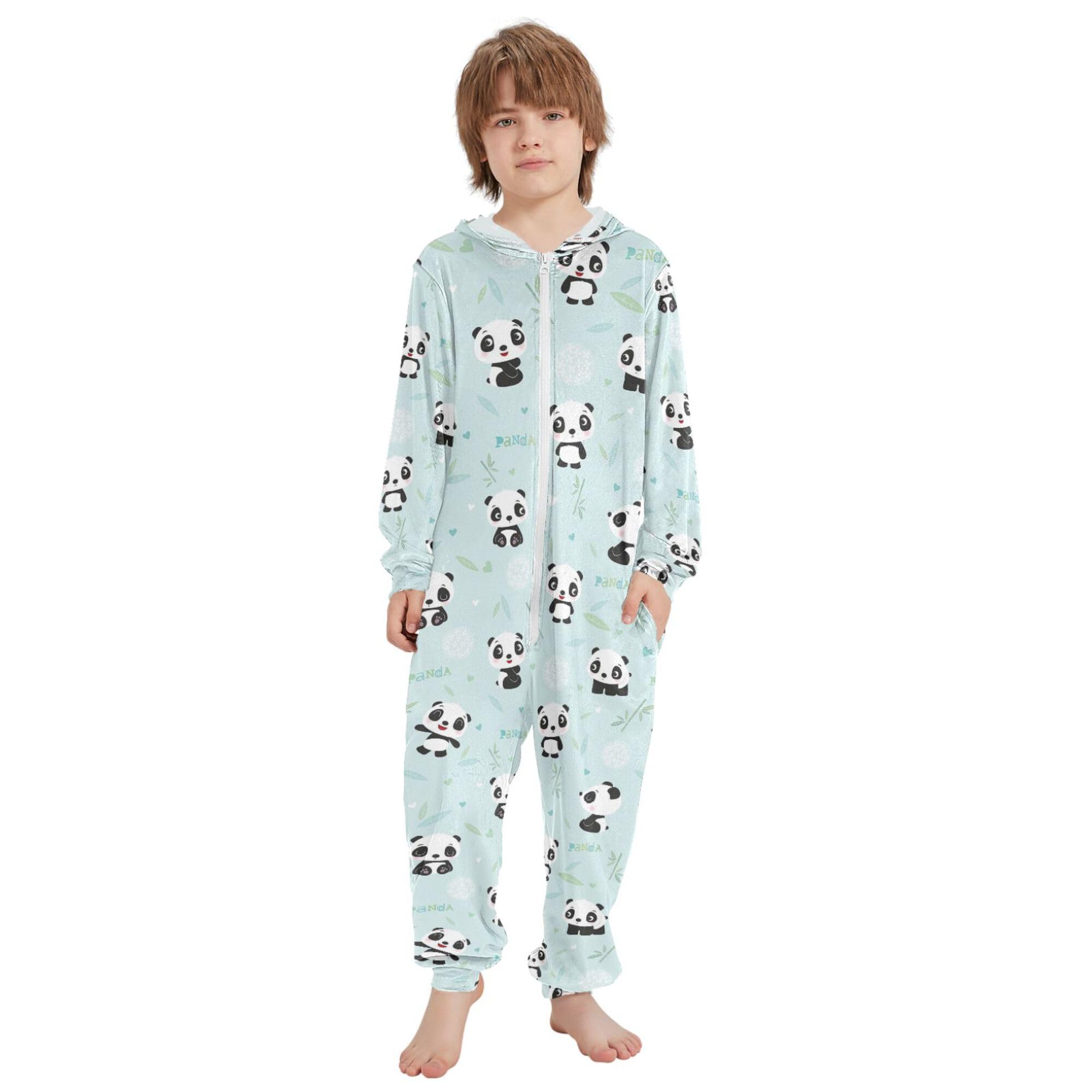 ALAZA Pigiama in flanella con cappuccio e cerniera, tuta coordinata per bambini con dinosauro, carina, morbida e calda, abbigliamento sportivo per la casa, 5-6T