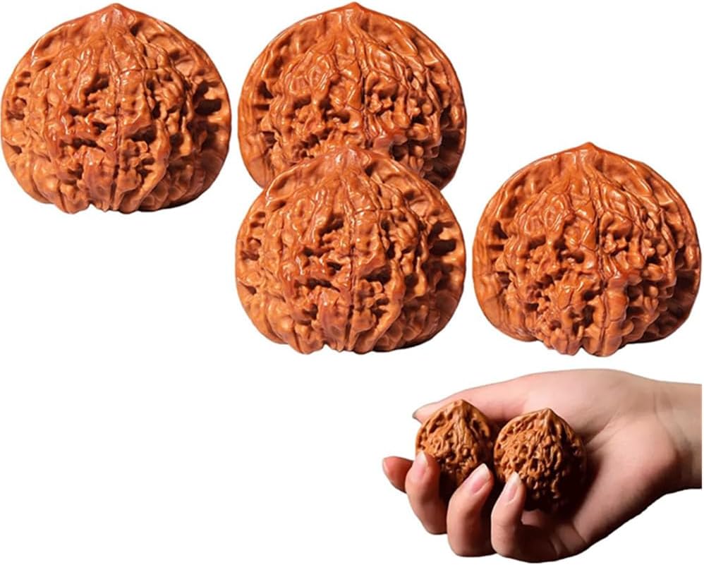 Chinese Walnuts Fidget, 4PCS Chinese Wenwan Walnuts Hand Therapy, Traditional Stress Relief Hand Fidget, Palm Massage Exercise Walnut Gift Massage Gadget
