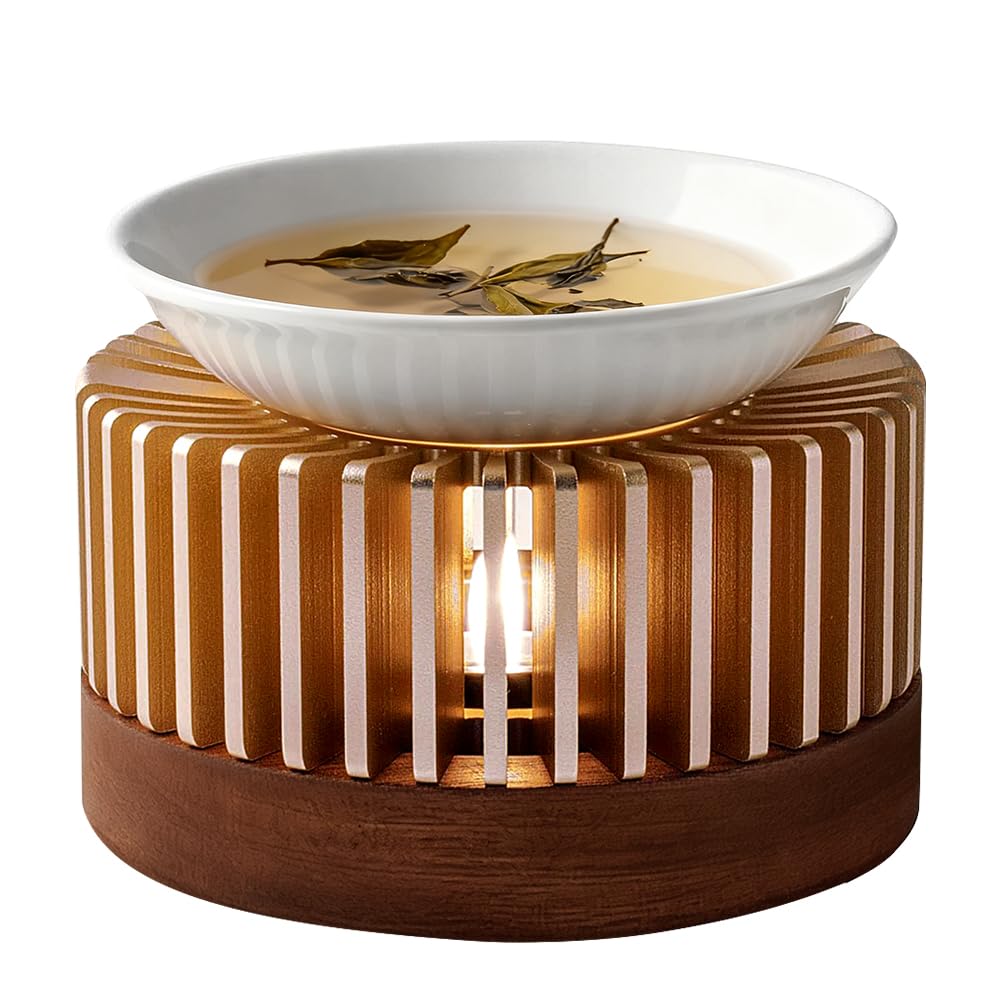 Lampka zapachowa na tealighty, aluminiowa lampka zapachowa z ceramiczną miską, z możliwością użycia jako podgrzewacz Ø11cm, oddzielne wnętrze, izolacja wgłębiona, do spa, jogi, herbaty, kawy, mleka
