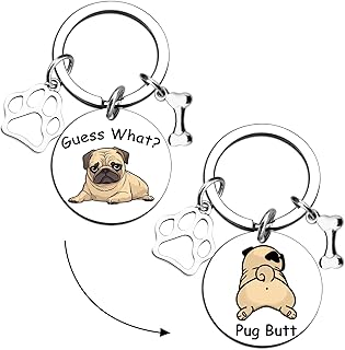 Pug Gifts for Pug Lovers Pugs Keychain Dog Gifts for Women Puppy Gift for Dog Lovers Cute Pets Keychain Handbag Purse Decoration for Girls Boys Birthday Christmas Stocking Stuffers Gift