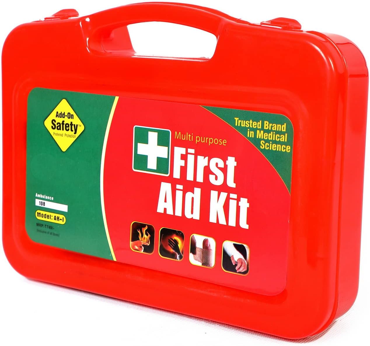 Add-on Safety First Aid Kit (with all the items inside) - AK-I - Red